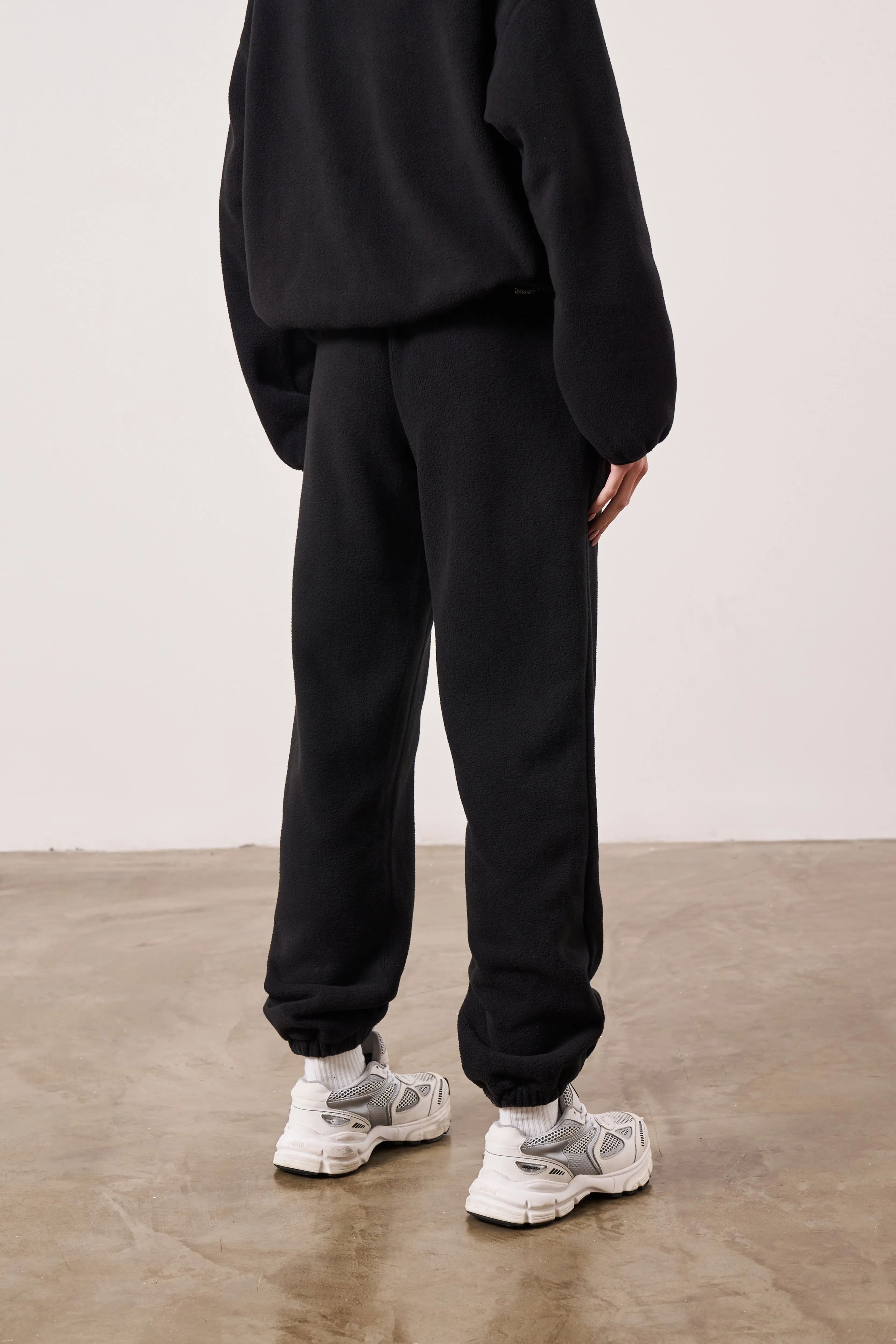 COUTURE TEDDY FLEECE JOGGERS - BLACK