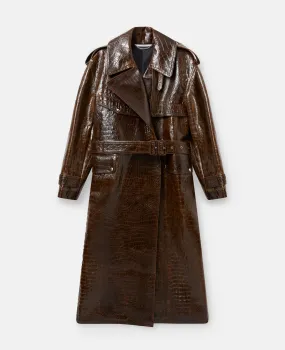 Crocodile Embossed Trench Coat