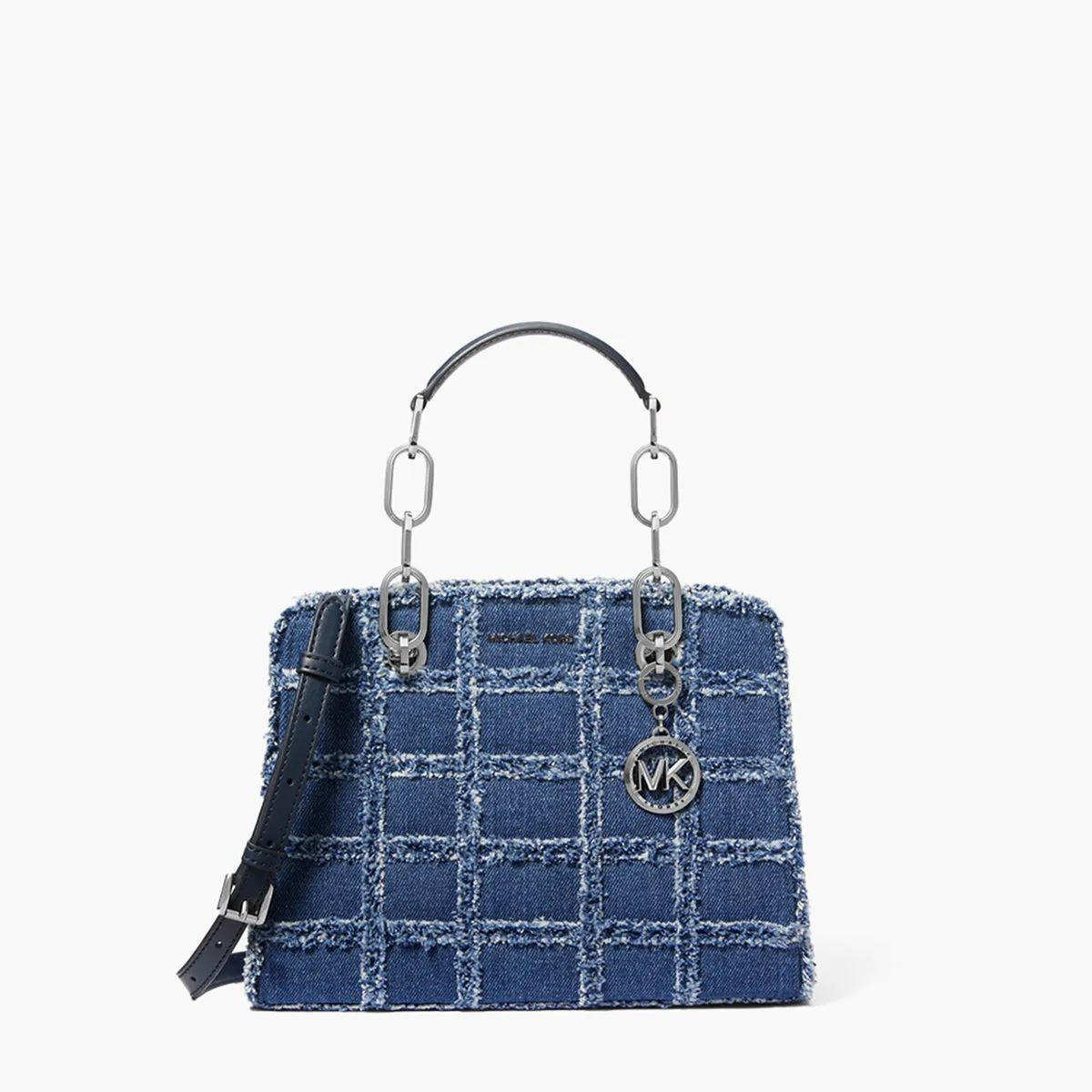 Cynthia Small Frayed Denim Satchel