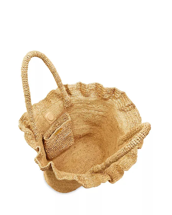 Cyrus Raffia Ruffle Tote