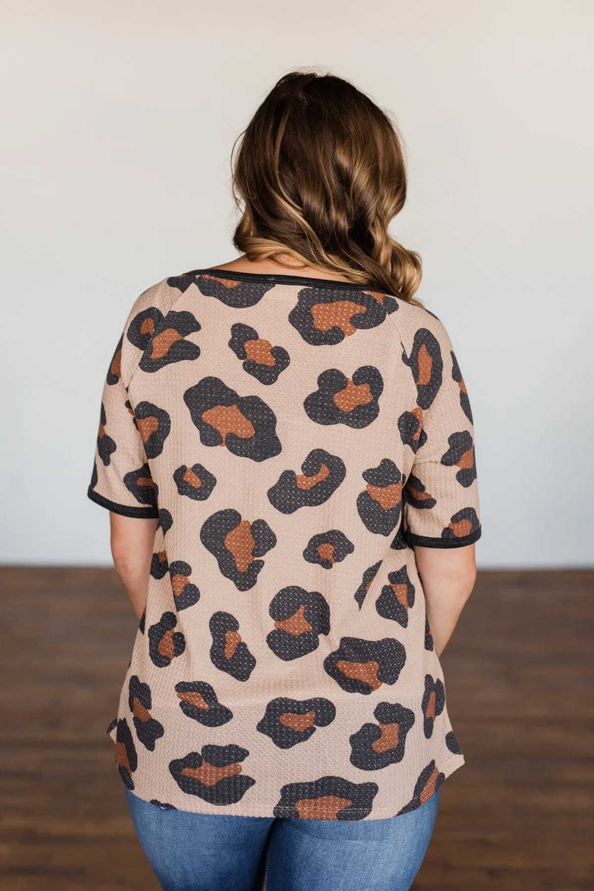 Daring Adventure Leopard Raglan Top- Light Brown