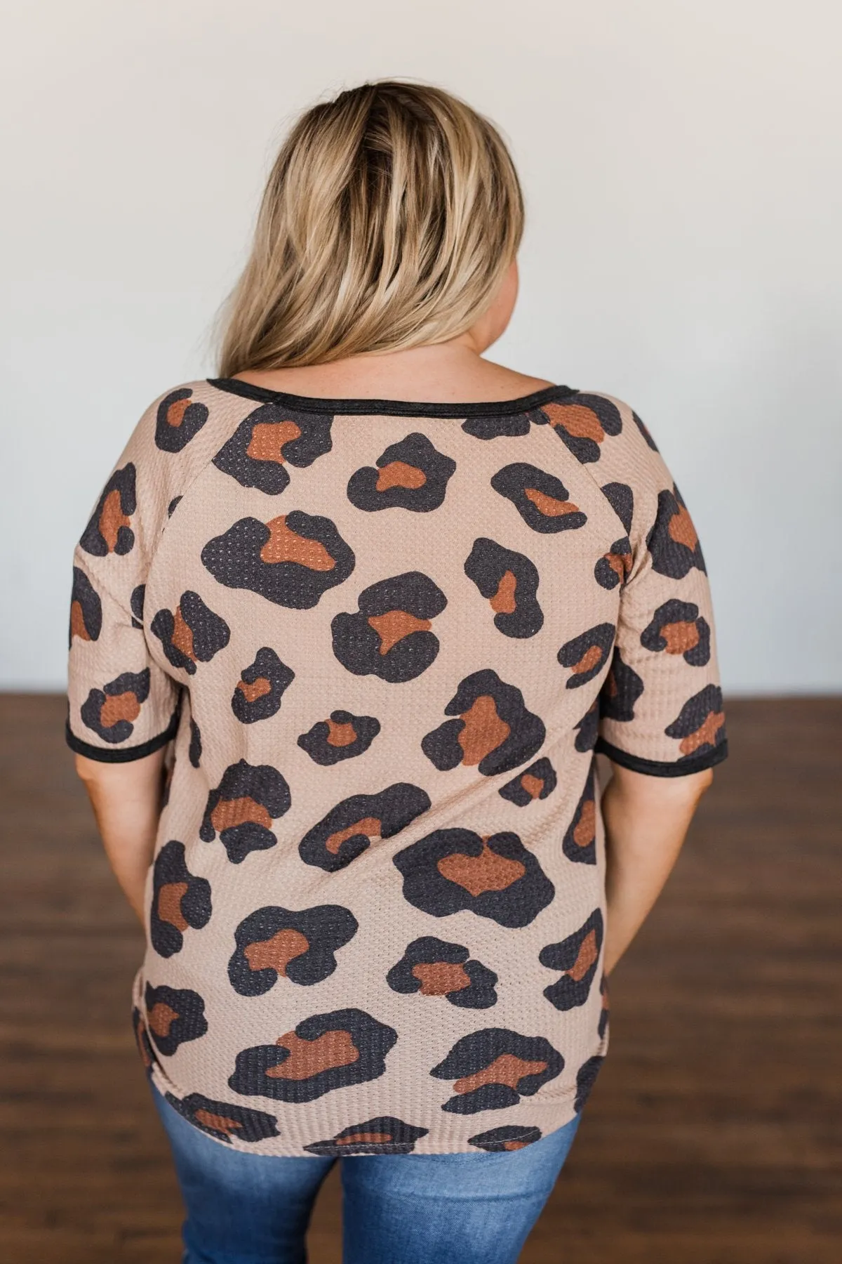 Daring Adventure Leopard Raglan Top- Light Brown