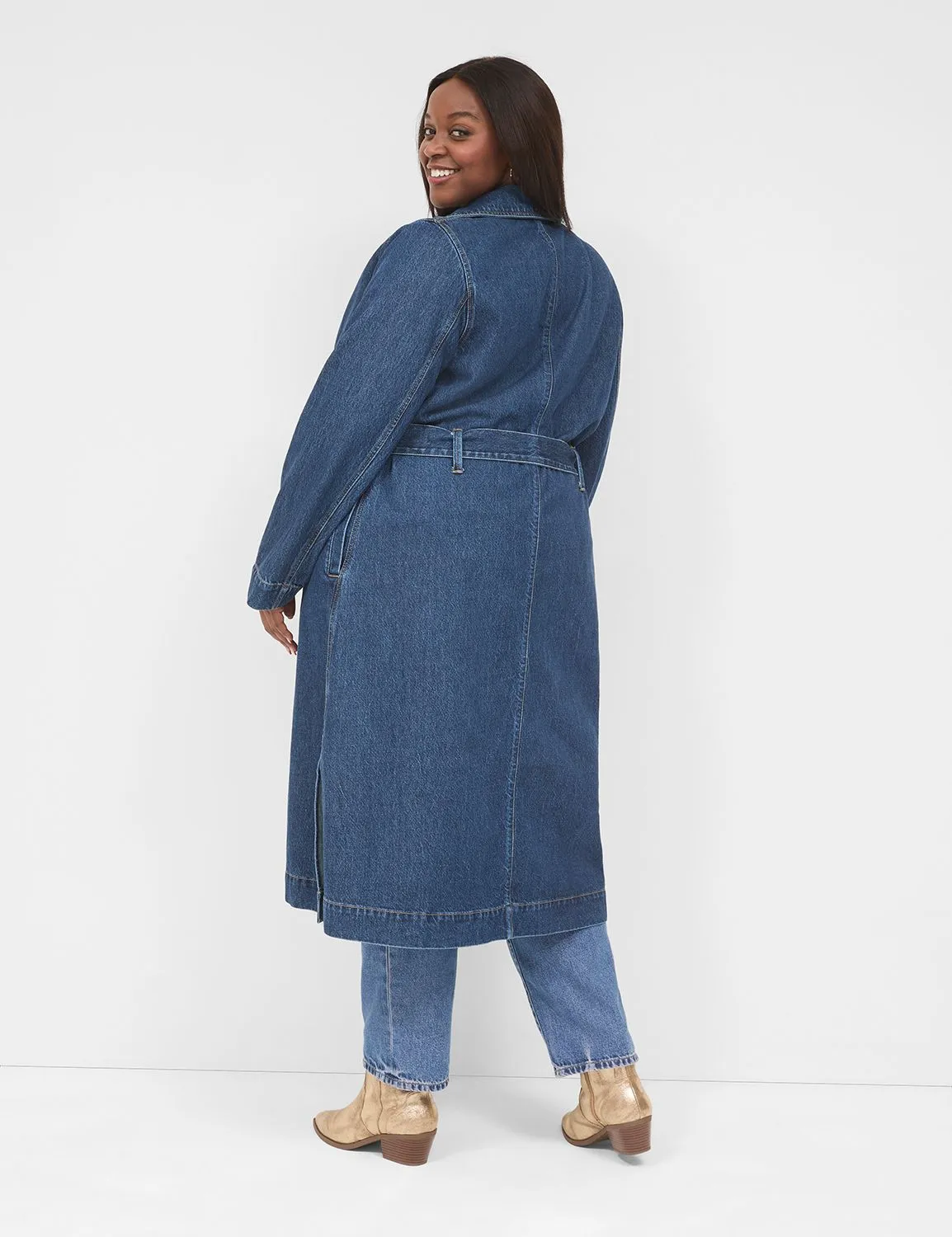 Denim Belted Trench