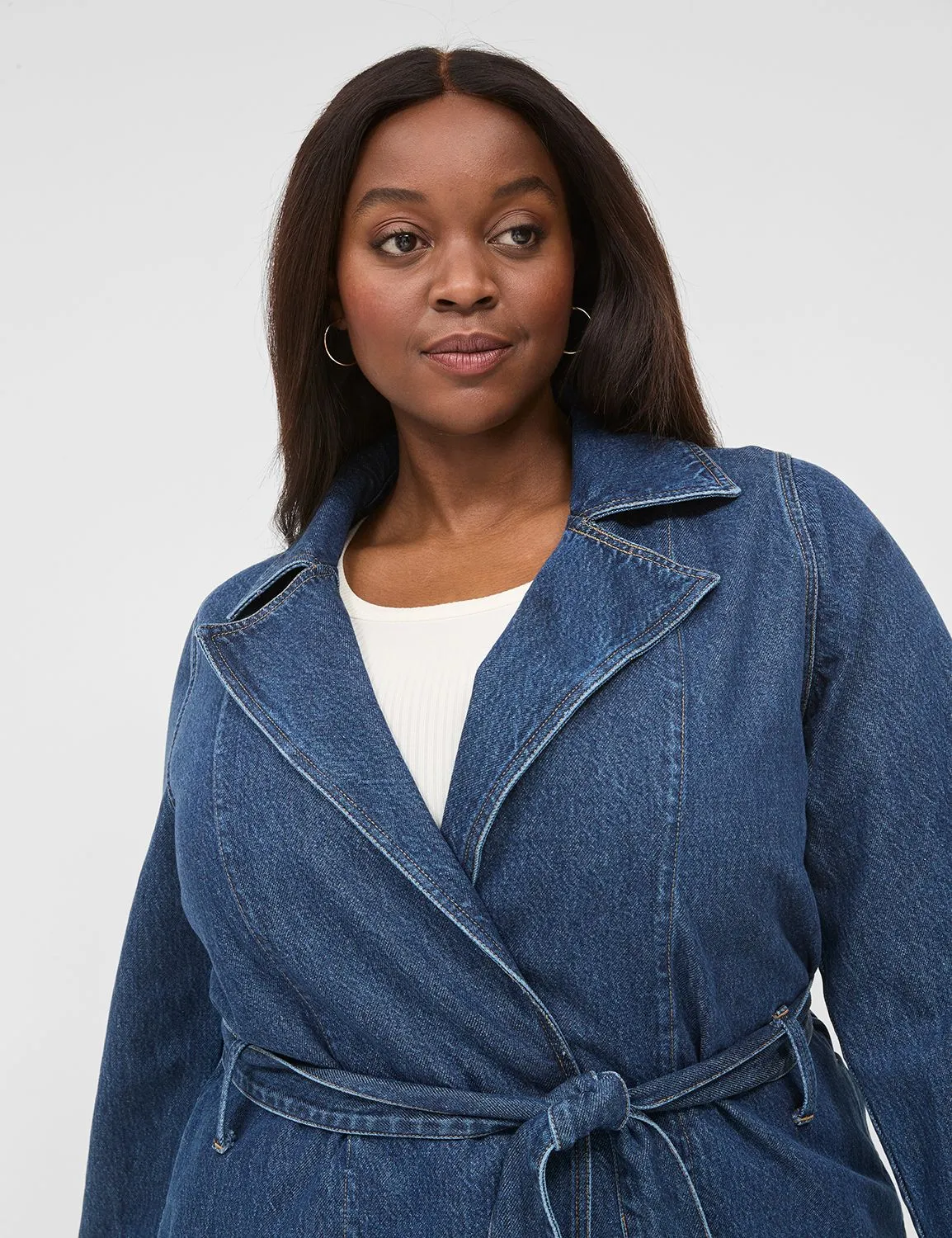 Denim Belted Trench