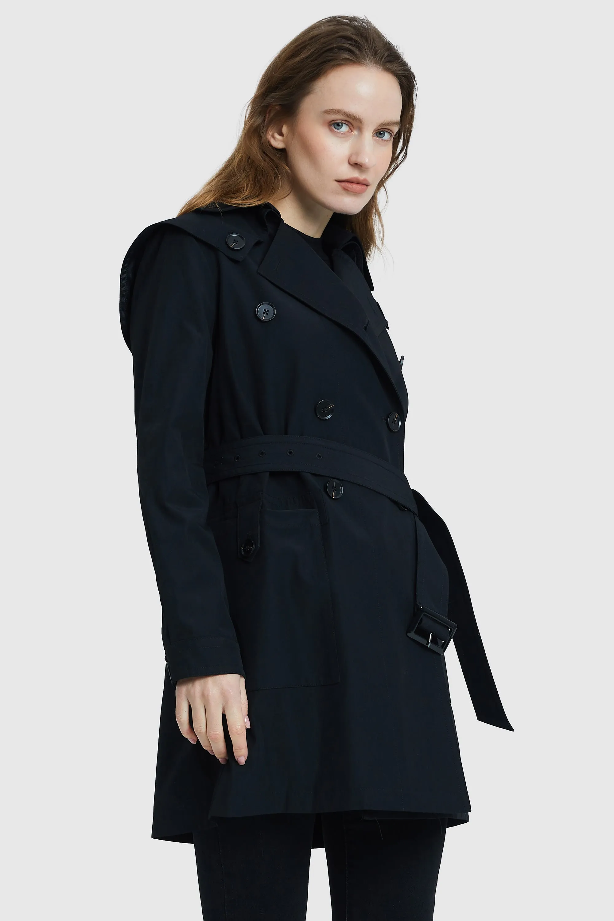 Double-Breasted Belted Lapel Trench