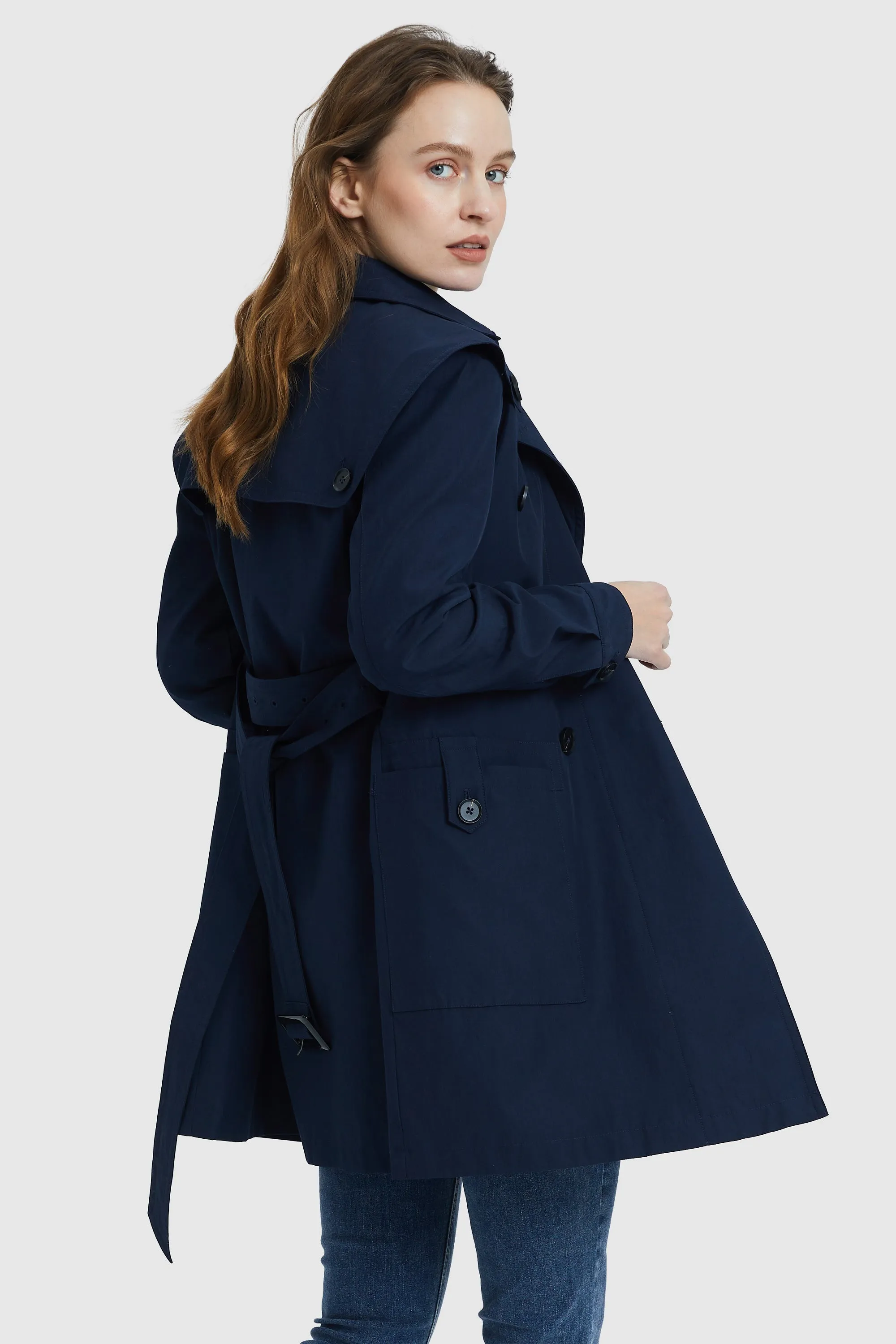 Double-Breasted Belted Lapel Trench