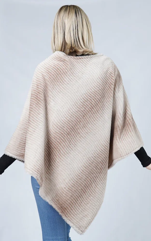 EPC10050 Ombre & Stripe Faux Fur Poncho