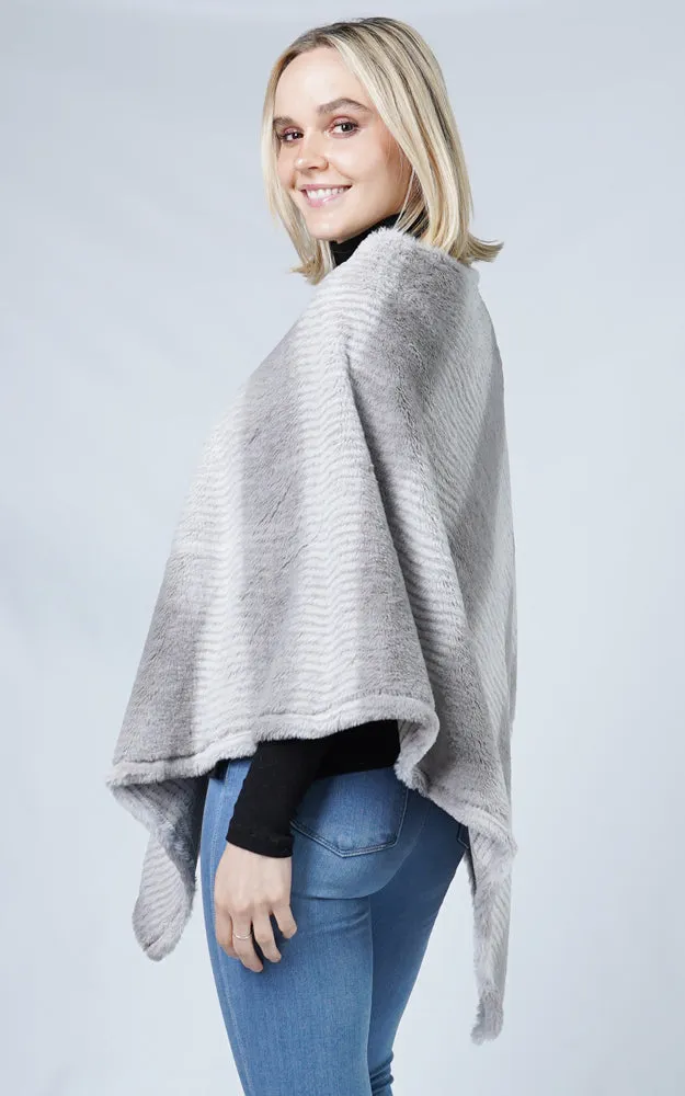 EPC10050 Ombre & Stripe Faux Fur Poncho