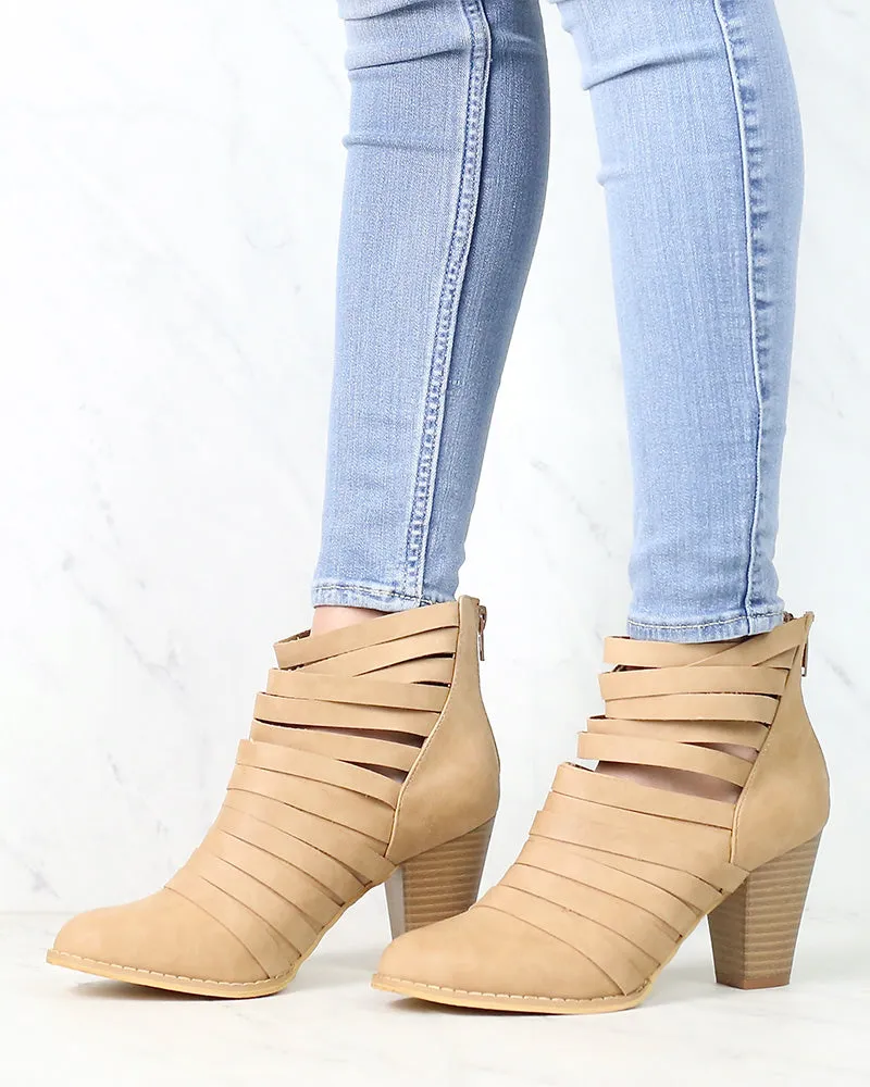 Eve Strappy Stacked Chunky Ankle Booties in More Colors