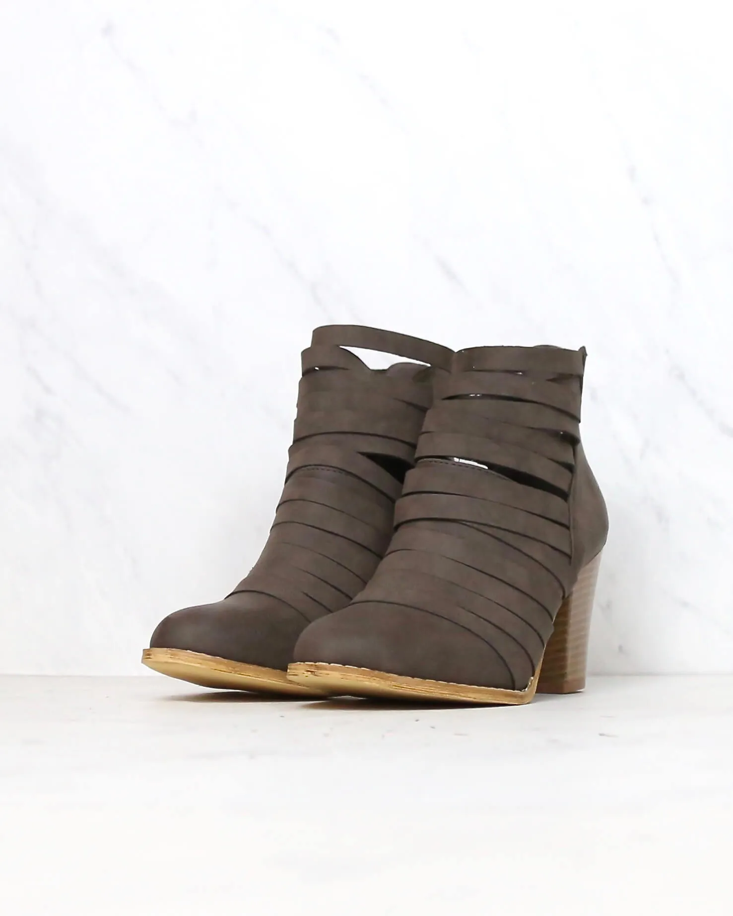 Eve Strappy Stacked Chunky Ankle Booties in More Colors