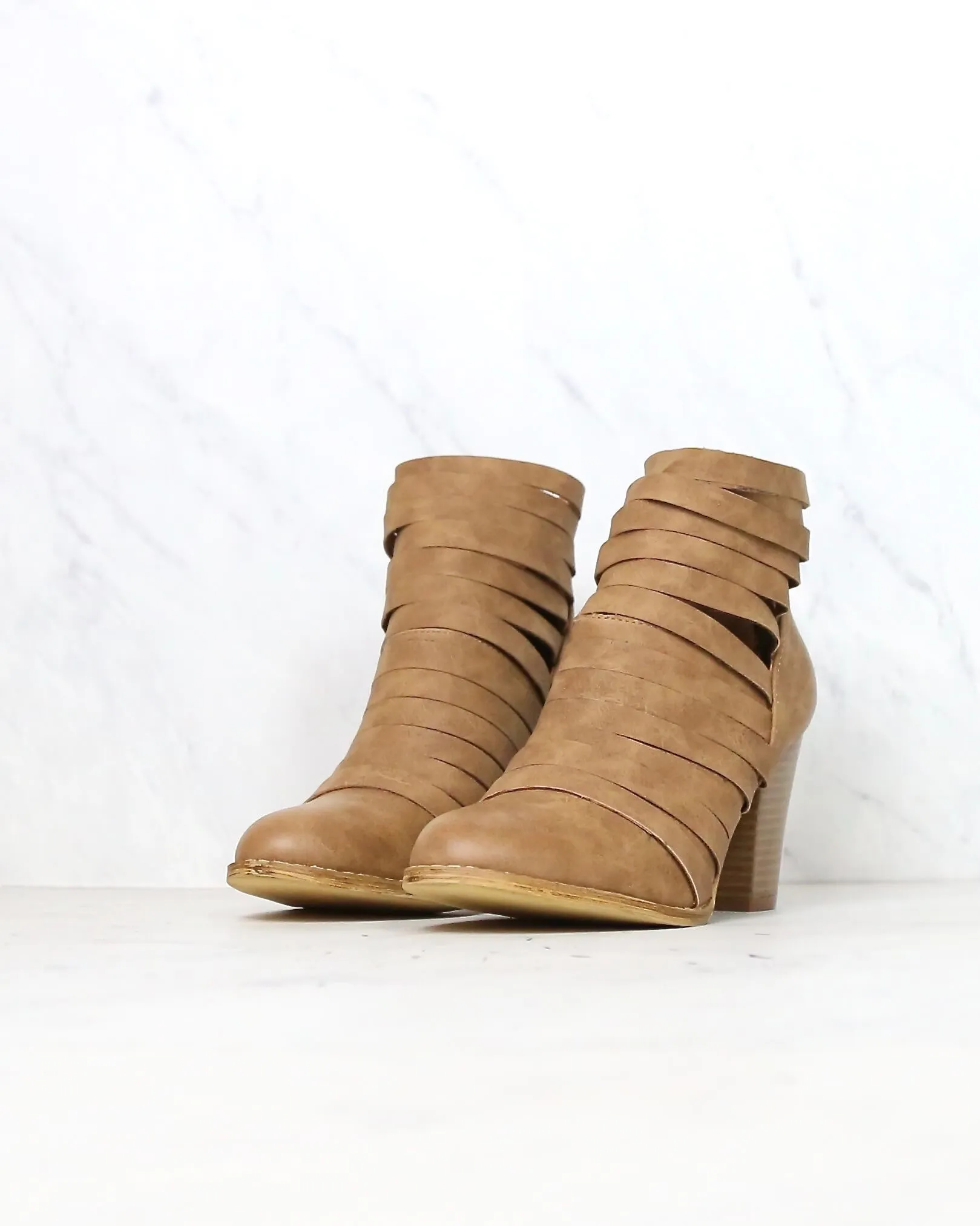 Eve Strappy Stacked Chunky Ankle Booties in More Colors