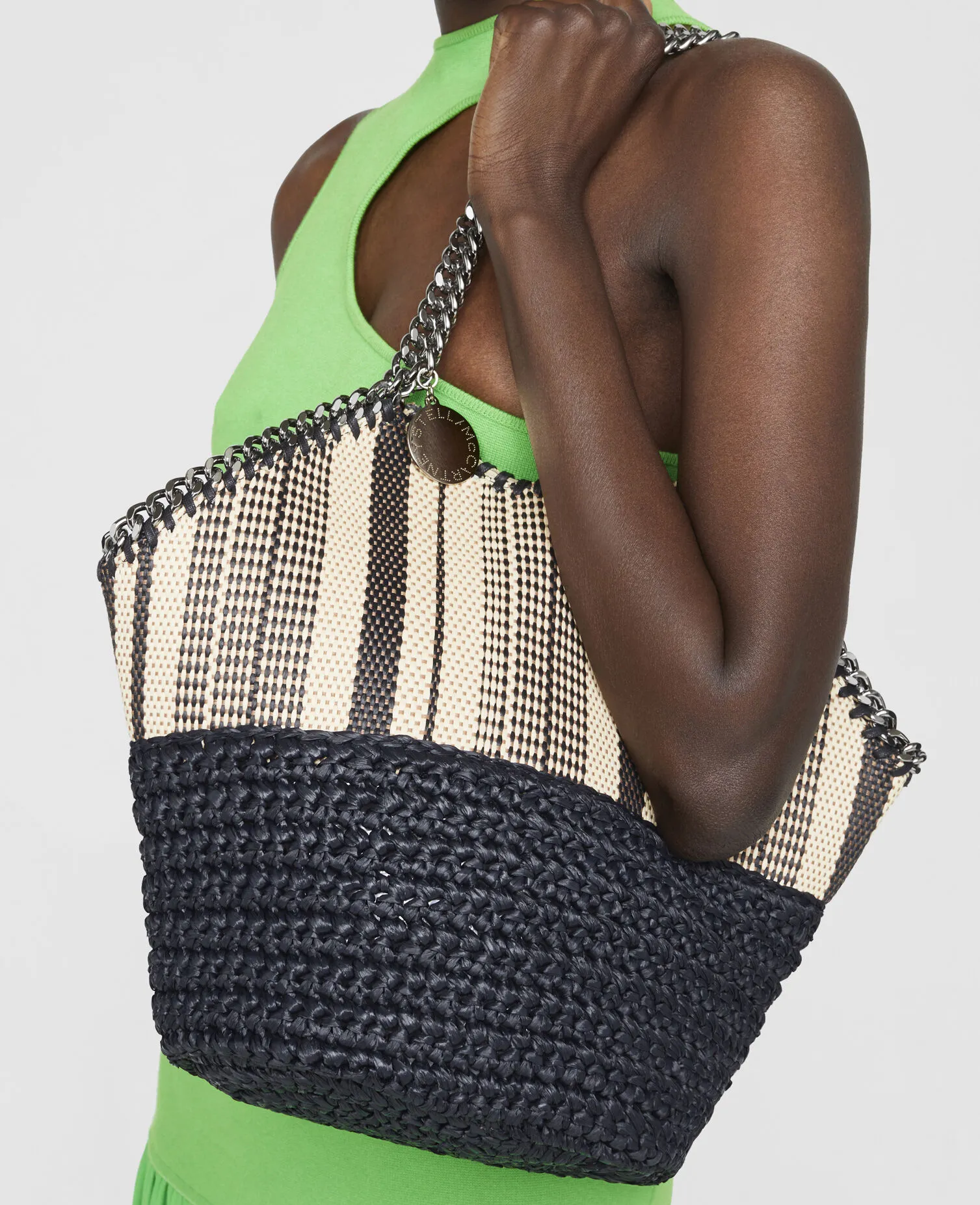 Falabella Medium Striped Raffia Tote