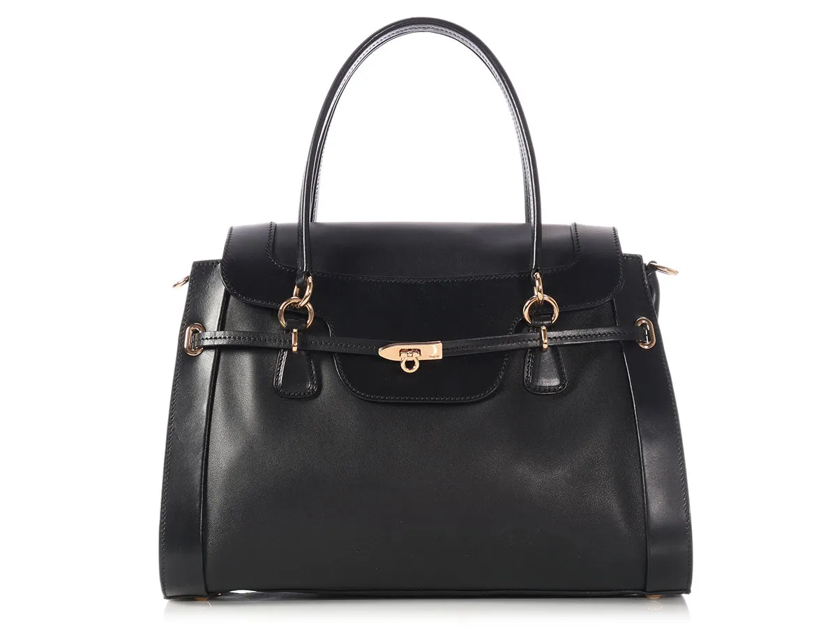 Ferragamo Black Lalette Satchel