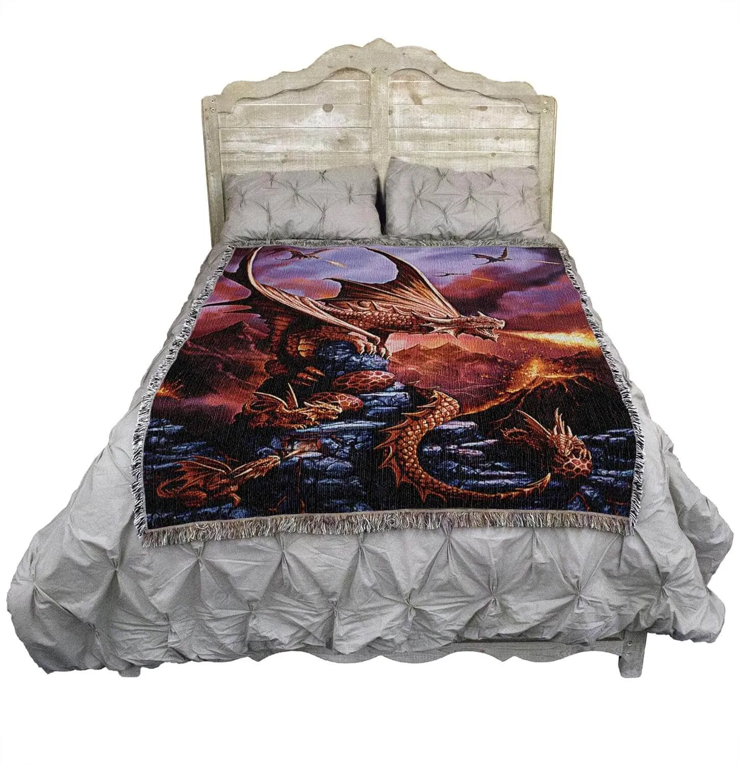 Fire Dragon Tapestry Blanket by Anne Stokes