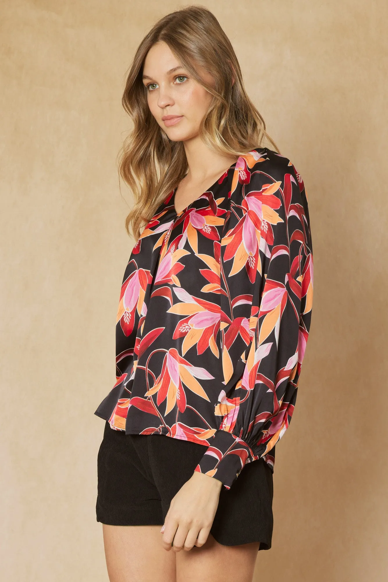 Floral Print V-Neck Top