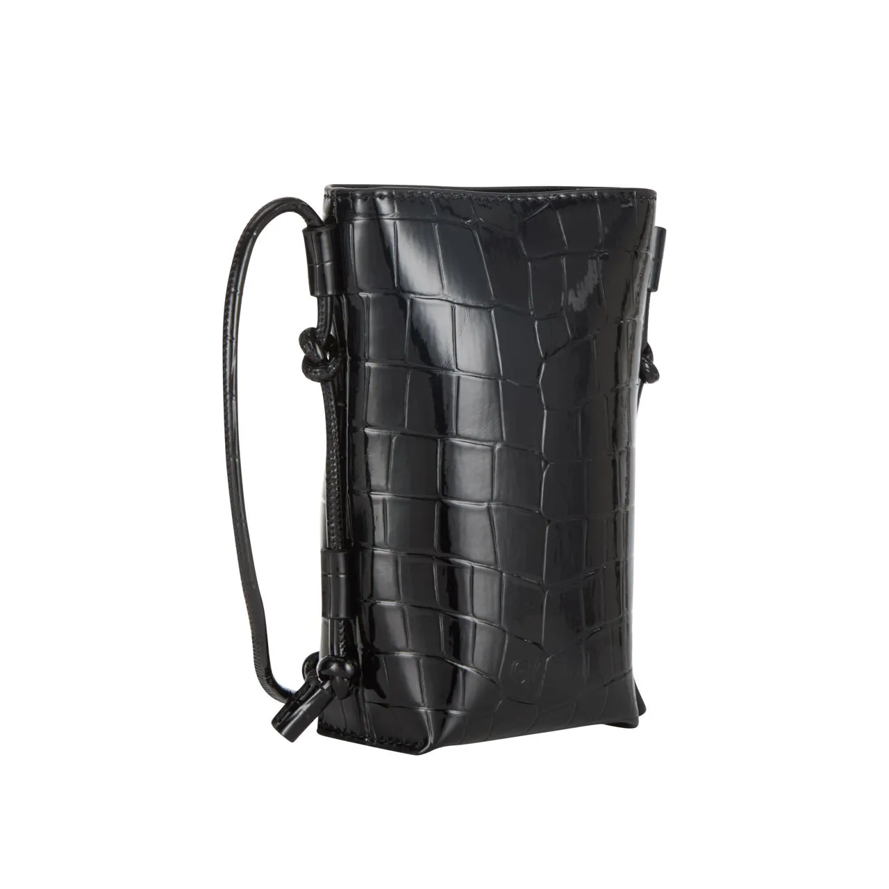 GANNI The Sustainable Edit Bou Croc-Embossed Pouch Crossbody Bag - Black