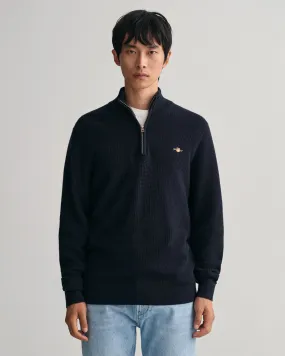 Gant Cotton Text. Half Zip Pullover Black