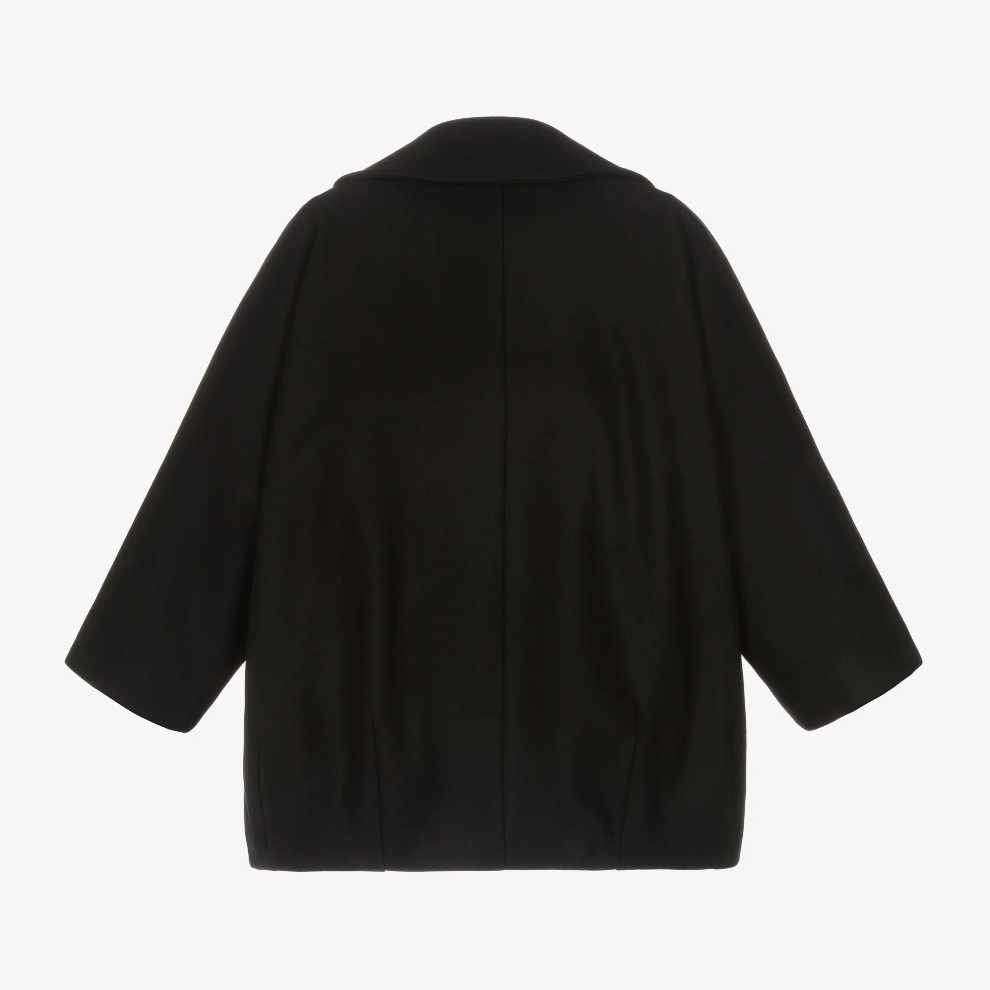 Girls Black Wool & Cashmere Peacoat