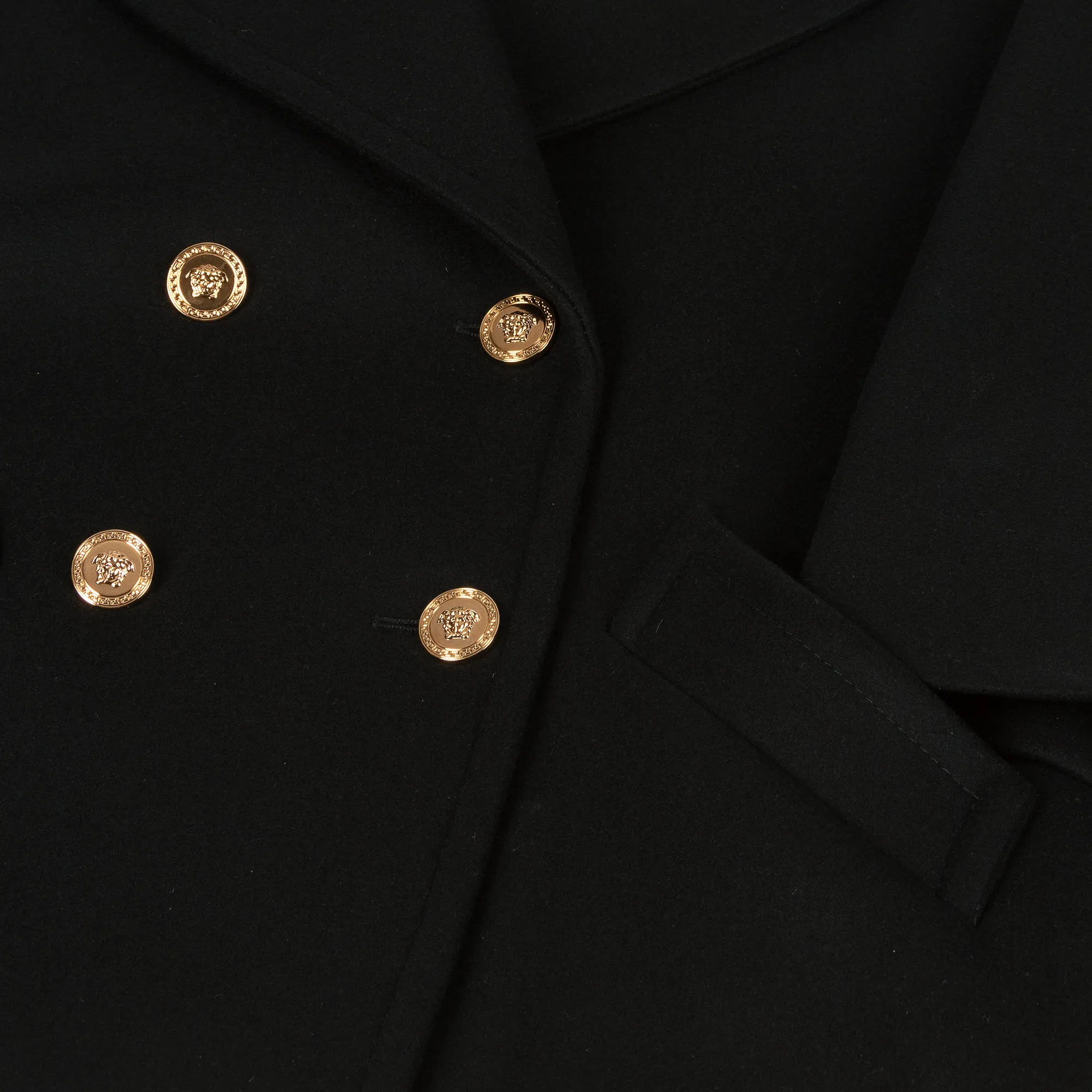 Girls Black Wool & Cashmere Peacoat