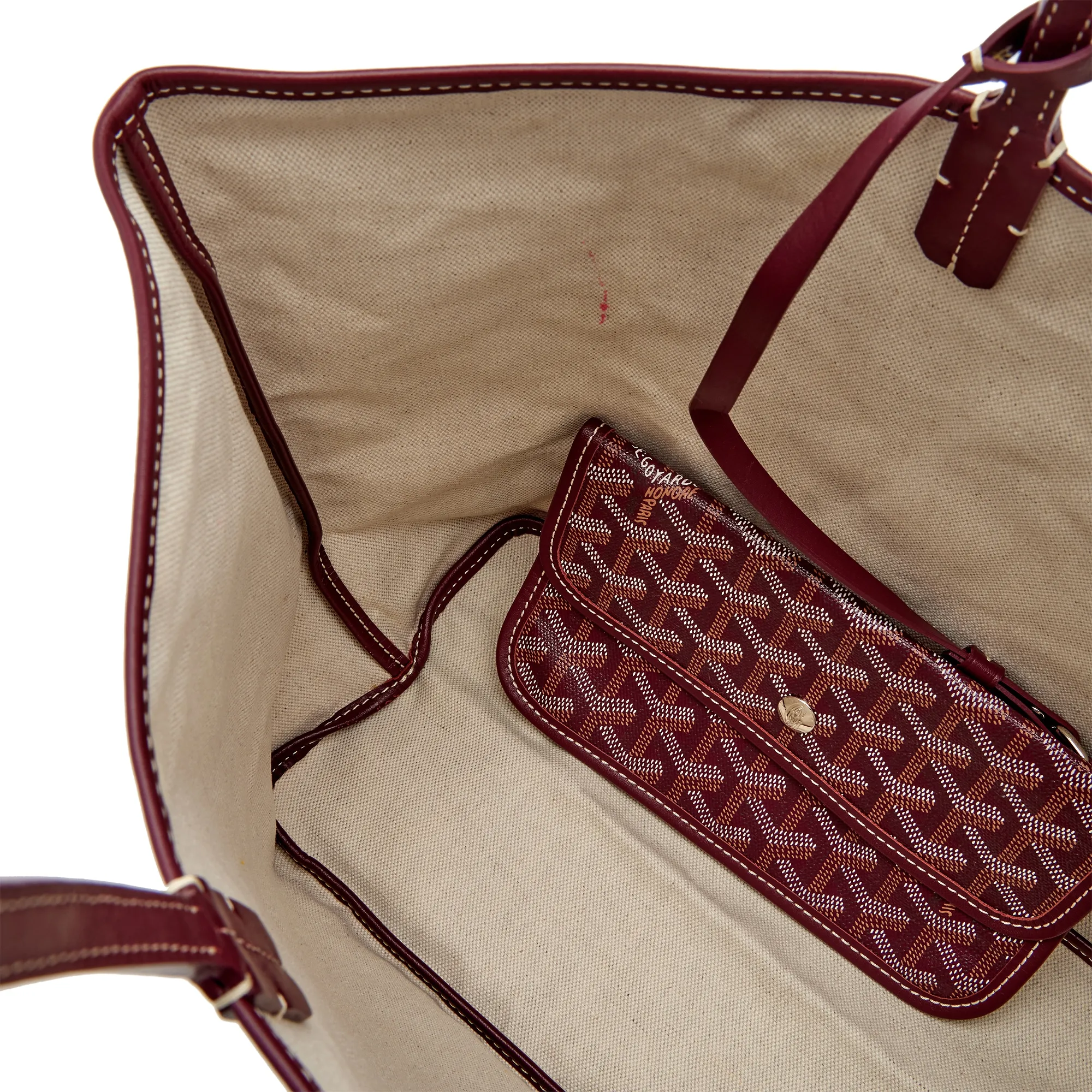 Goyard Burgundy Goyardine Canvas and Chevroches Calfskin Saint Louis PM Tote, 2023