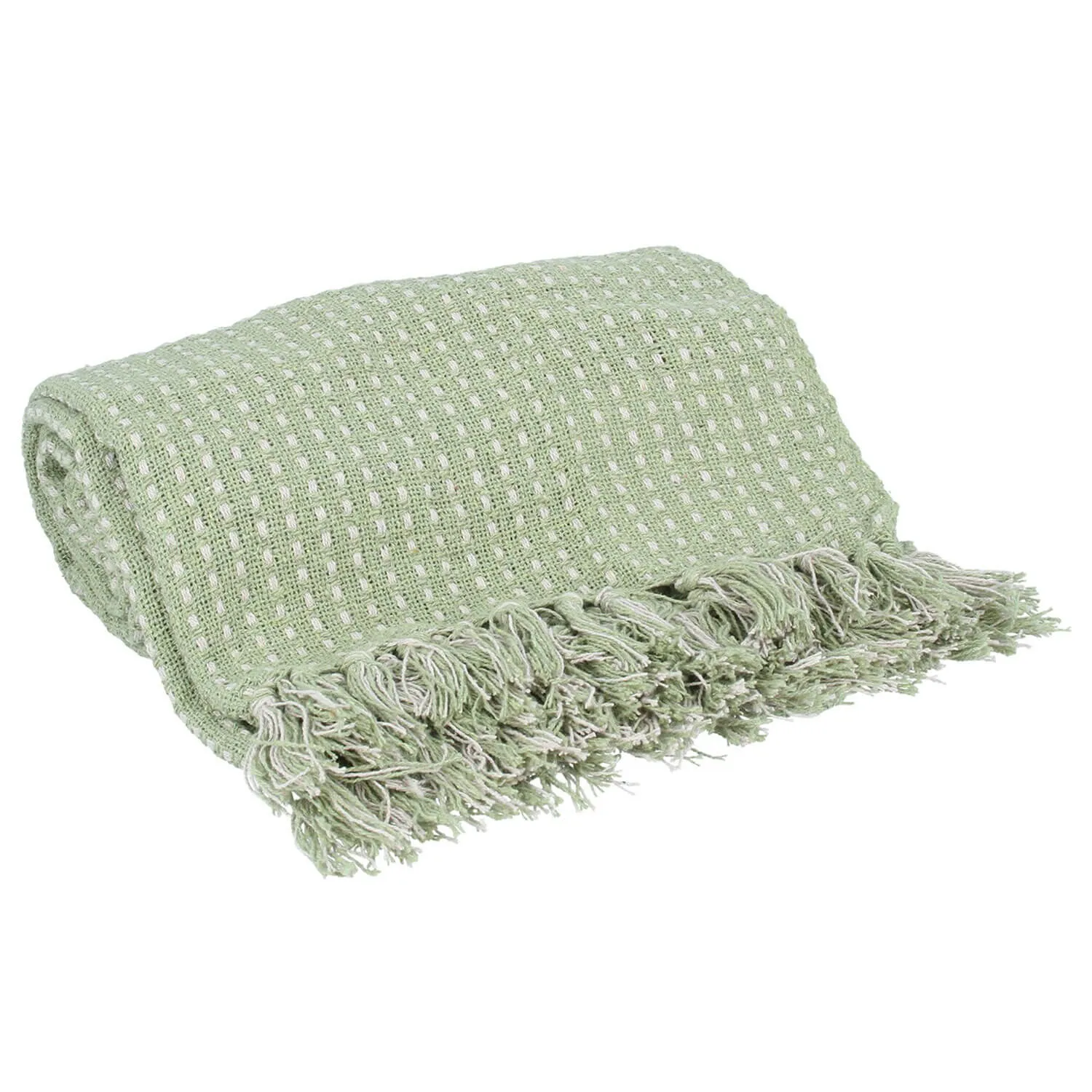 Green Woven Stab Stitch Throw