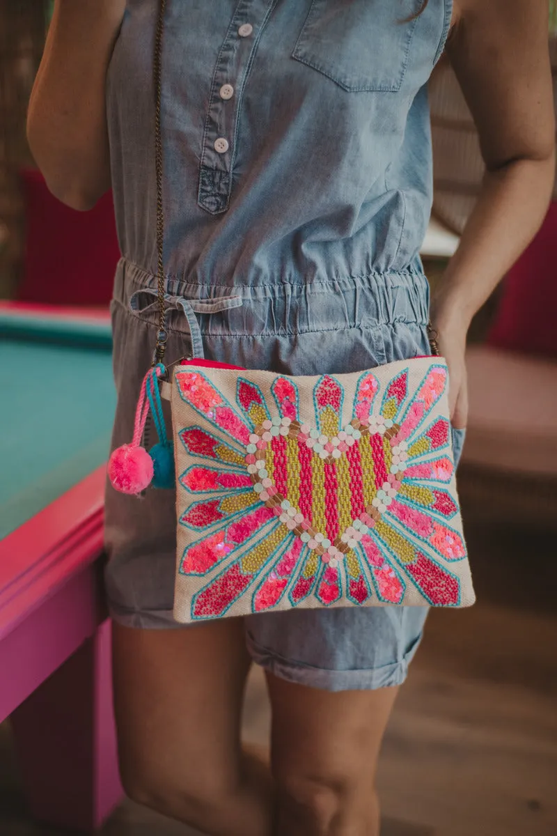 Heart Design Clutch Bag