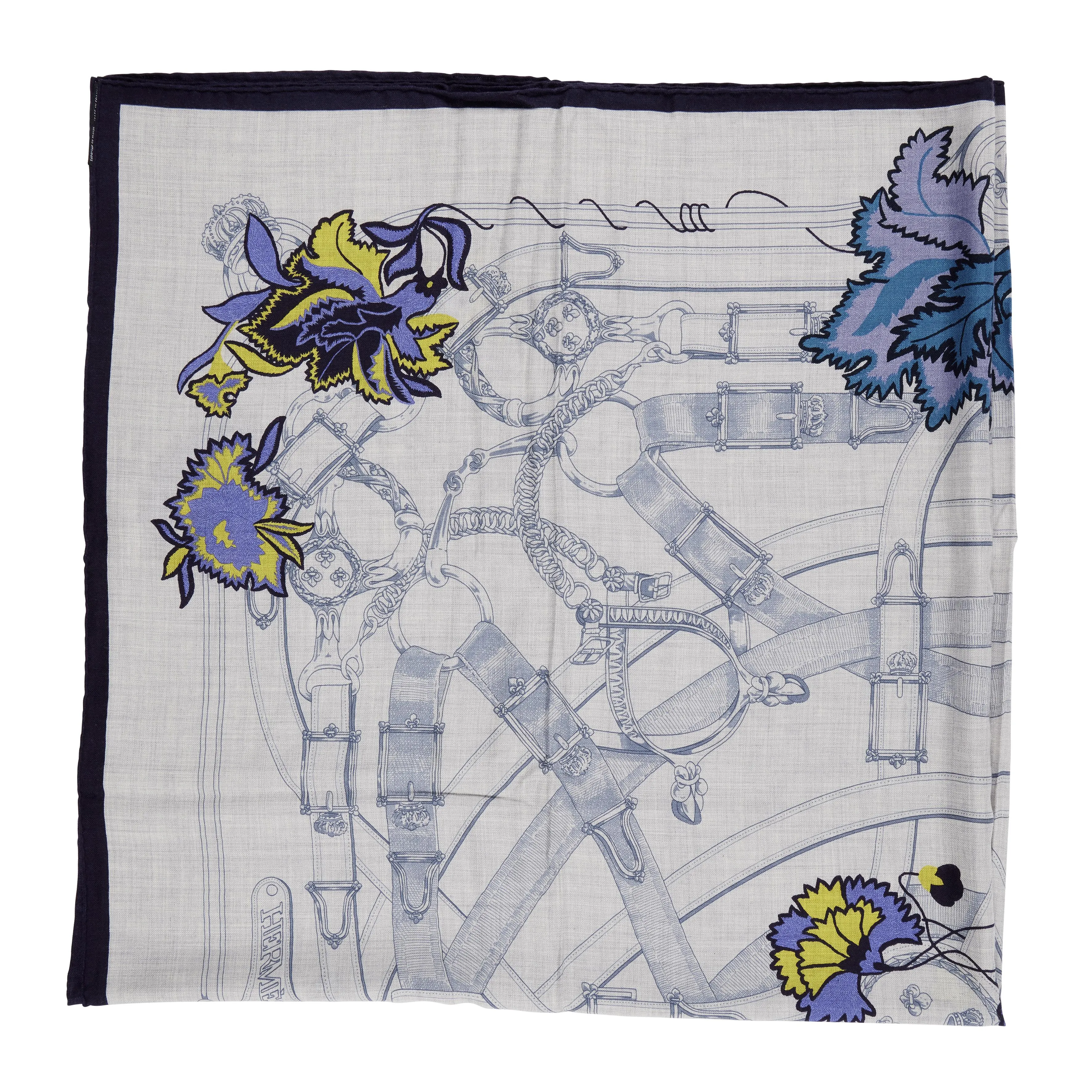 Hermès Amethyst Cavalcadour Fleuri Cashmere and Silk Shawl 140