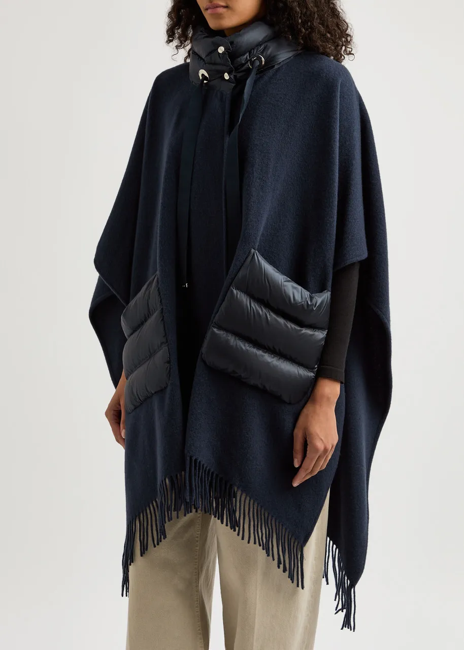 HERNO Fringed wool-blend poncho -                         -                     -                