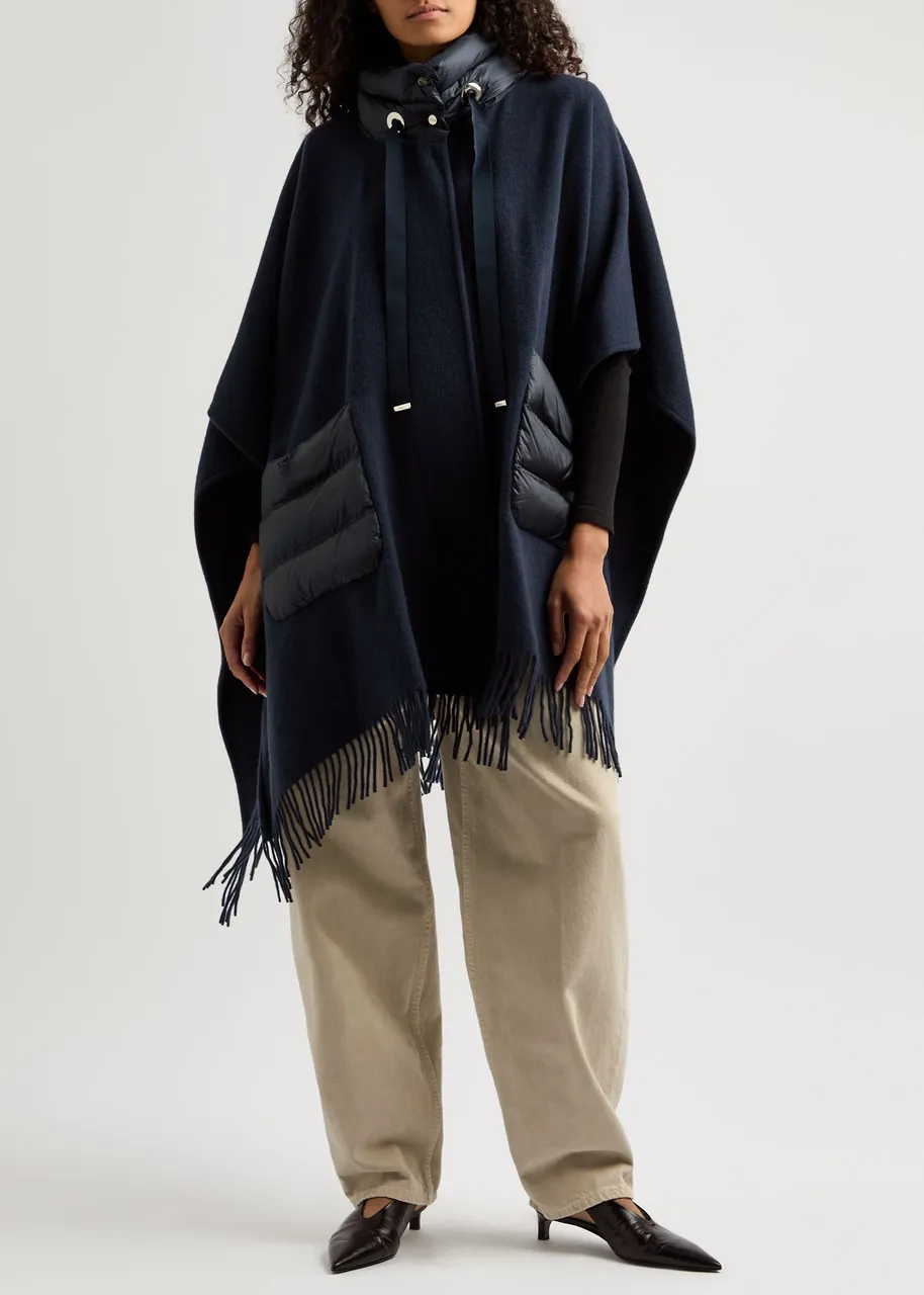 HERNO Fringed wool-blend poncho -                         -                     -                