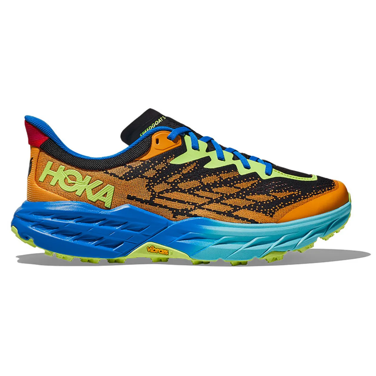 Hoka 1123157 Men's SPEEDGOAT 5 Trail Running Shoes Solar Flare Diva Blue