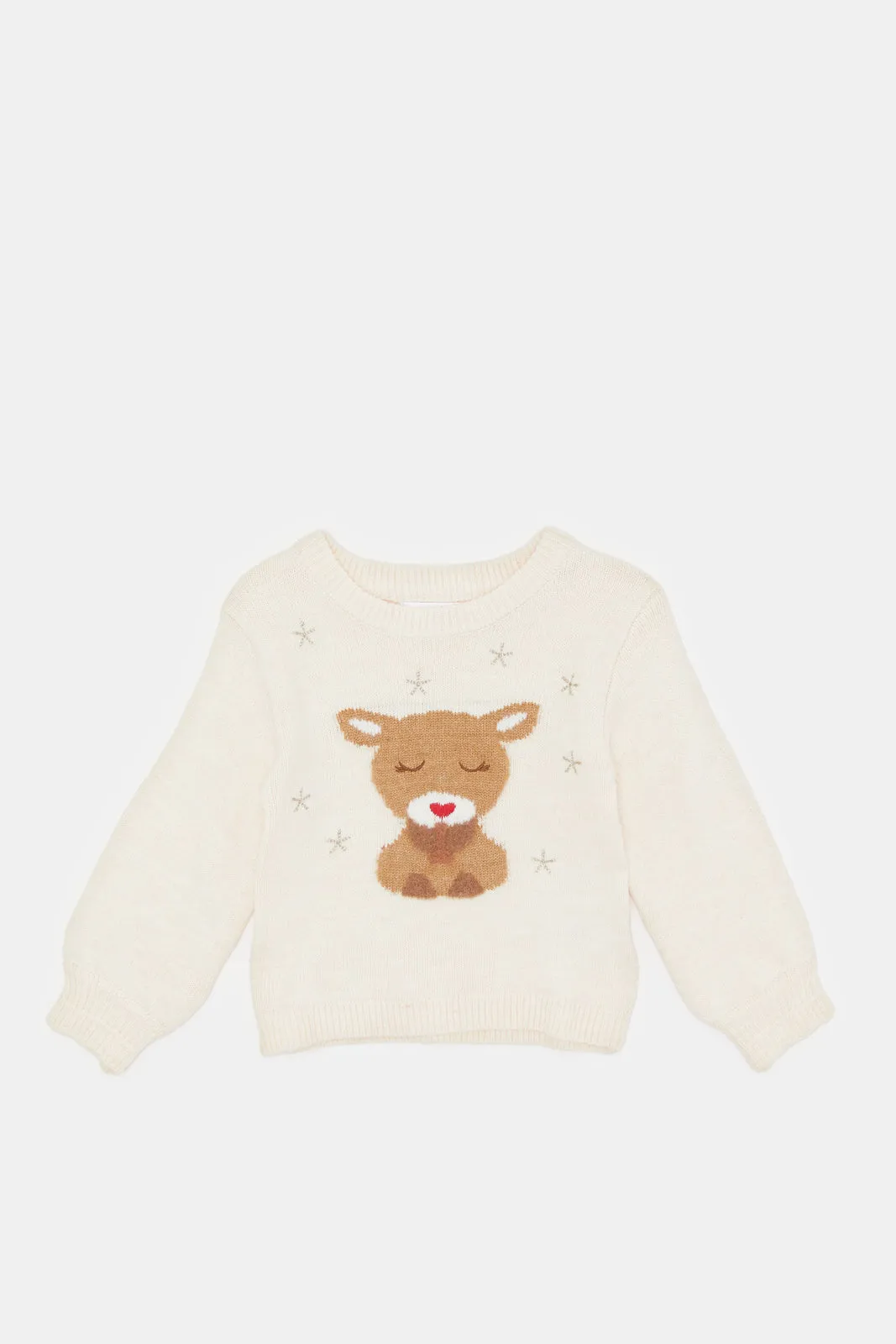 Infant Girls Beige Embellished Pullover