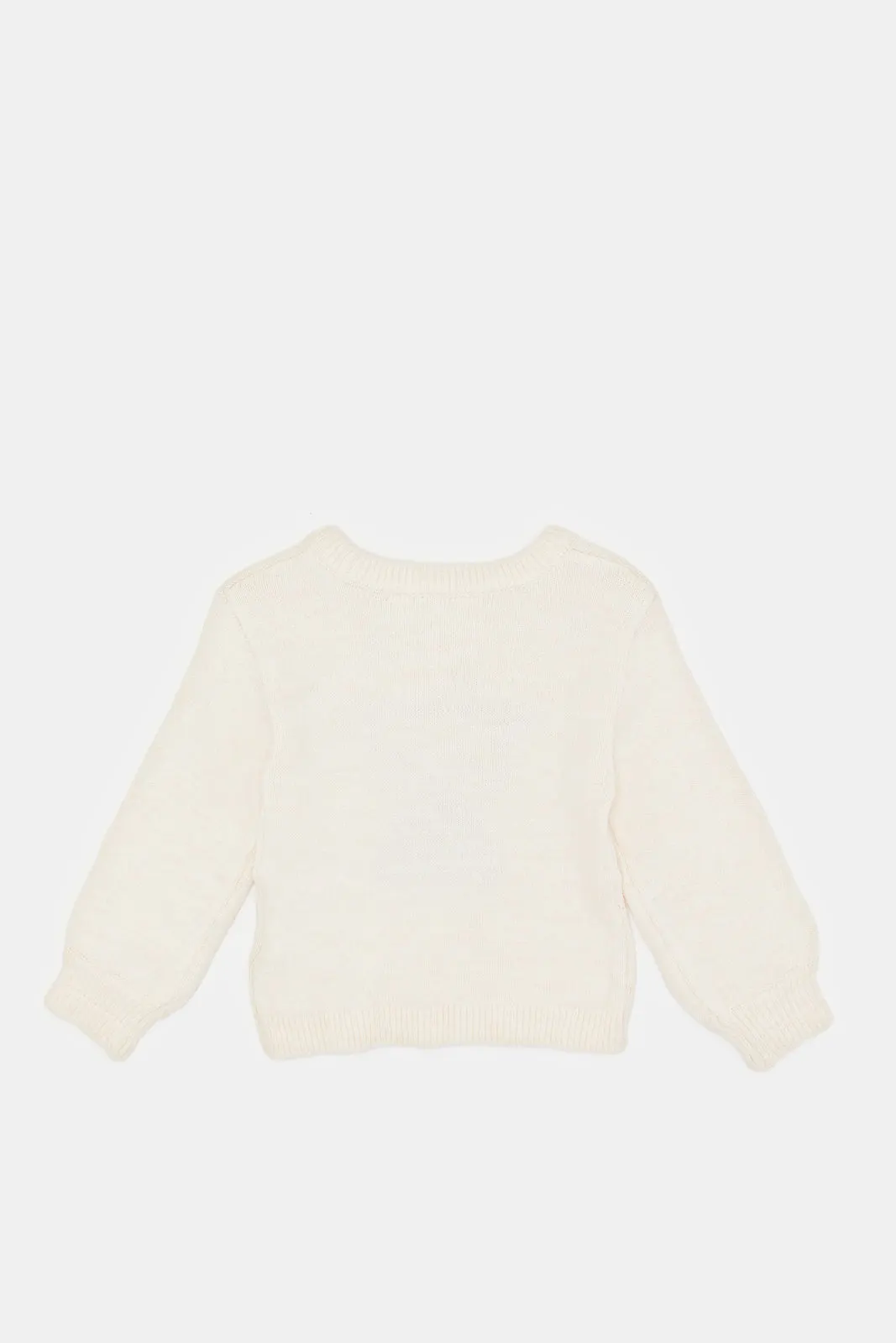 Infant Girls Beige Embellished Pullover