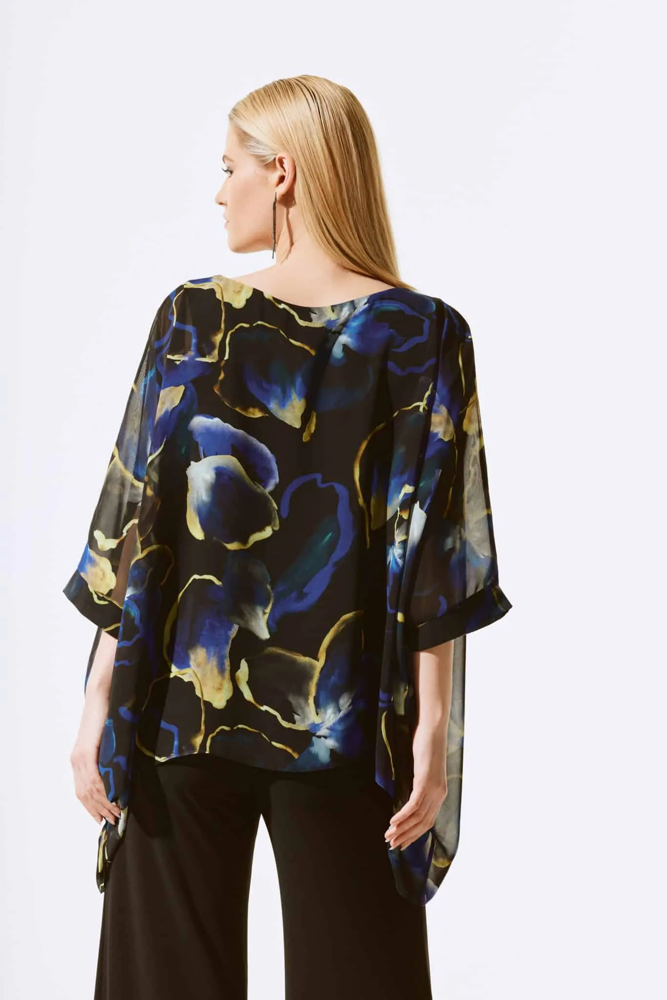 JOSEPH RIBKOFF Chiffon Floral Print Poncho Top - Designer clothes shop | Designer brands clothes | Womens designer clothes | Des