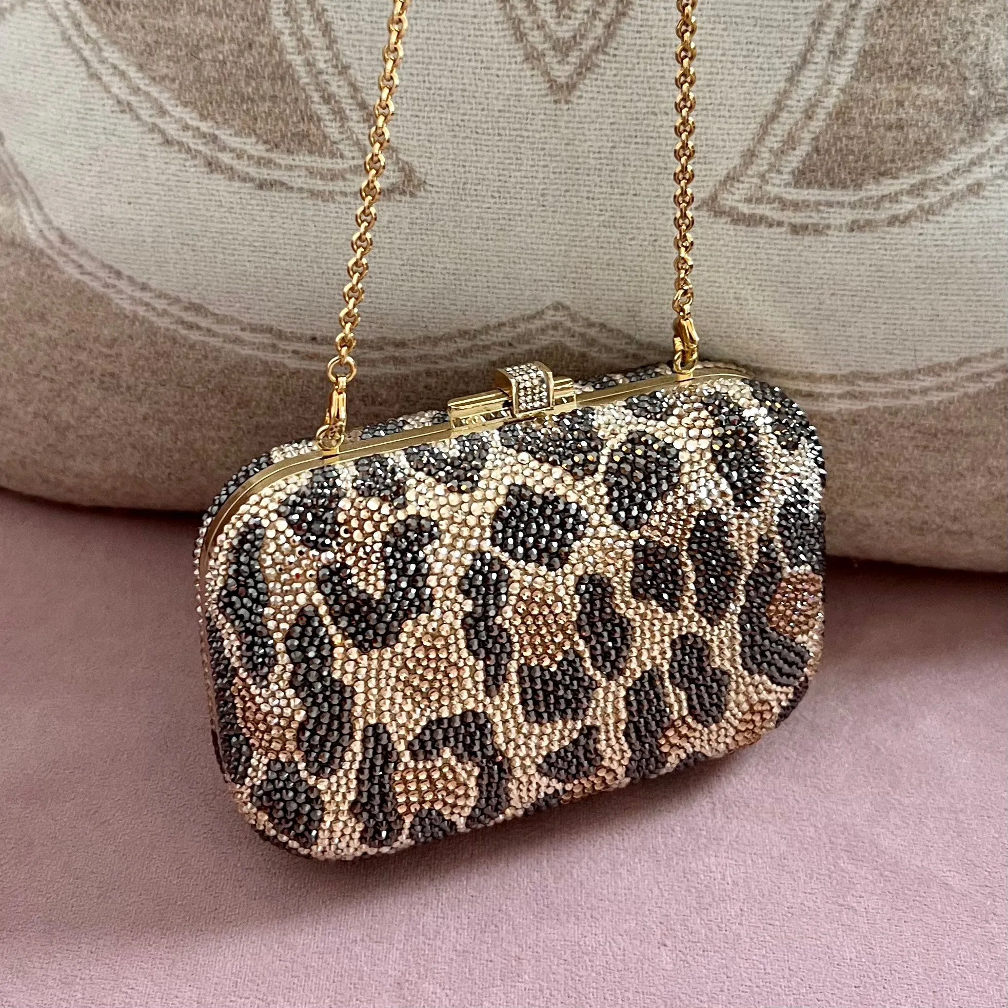 Judith Leiber Leopard-Print Fine-Crystal Embellished Clutch