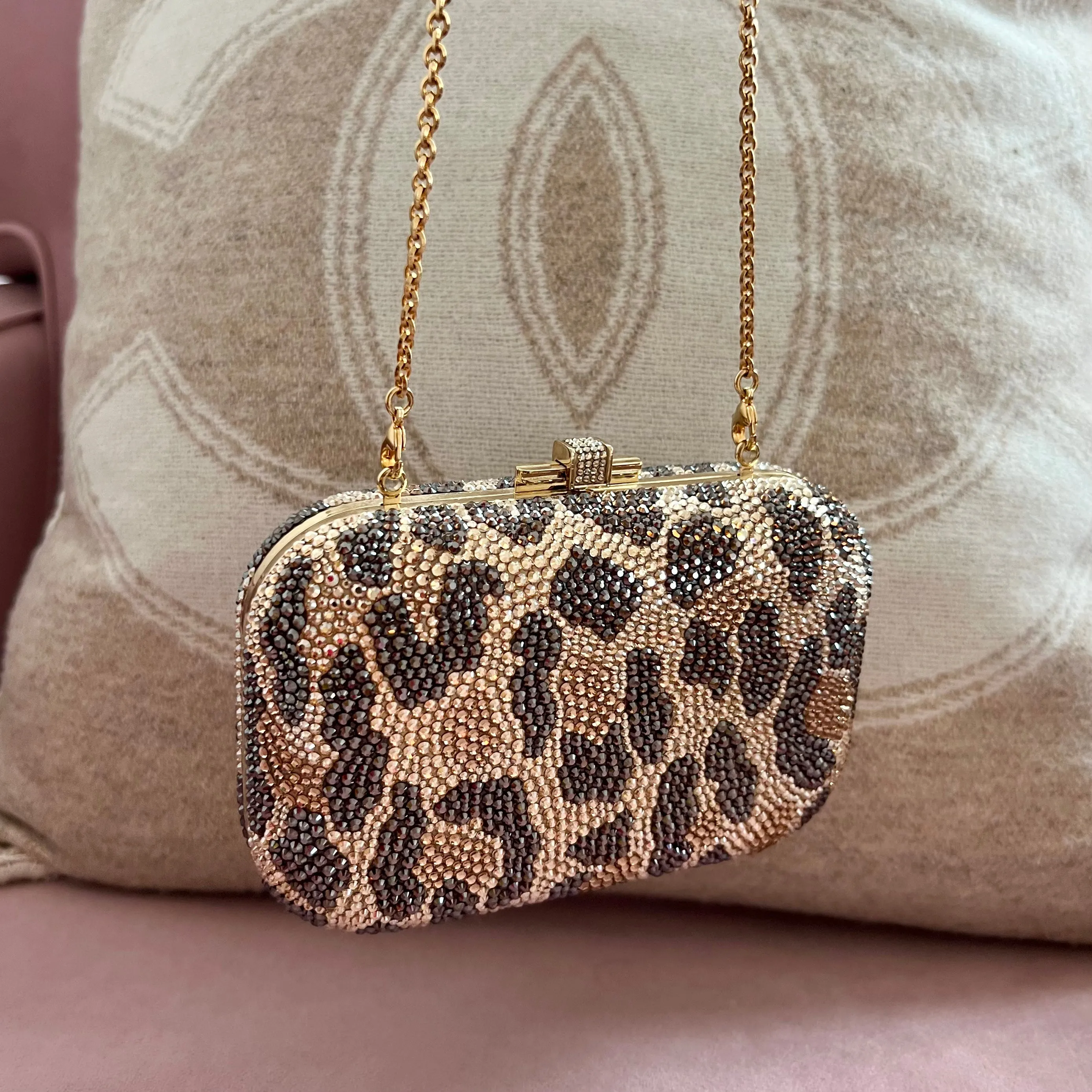 Judith Leiber Leopard-Print Fine-Crystal Embellished Clutch