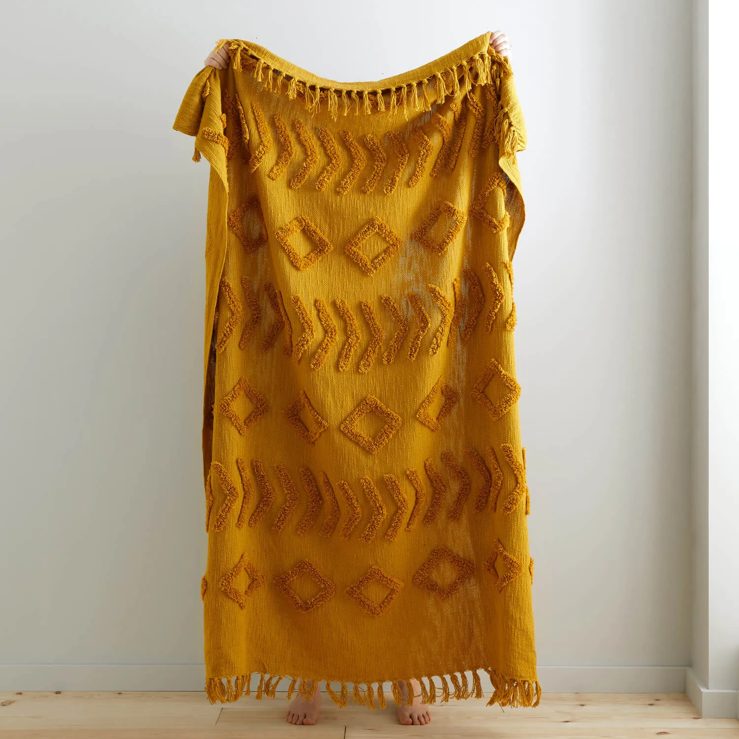 Kabeli Tufted 130x170cm Blanket Throw - Ochre