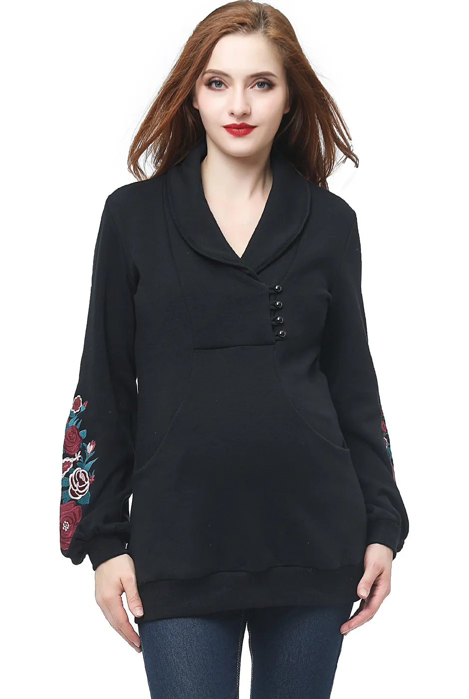 Kimi + Kai Maternity Nellie Shawl Collar Sweatshirt