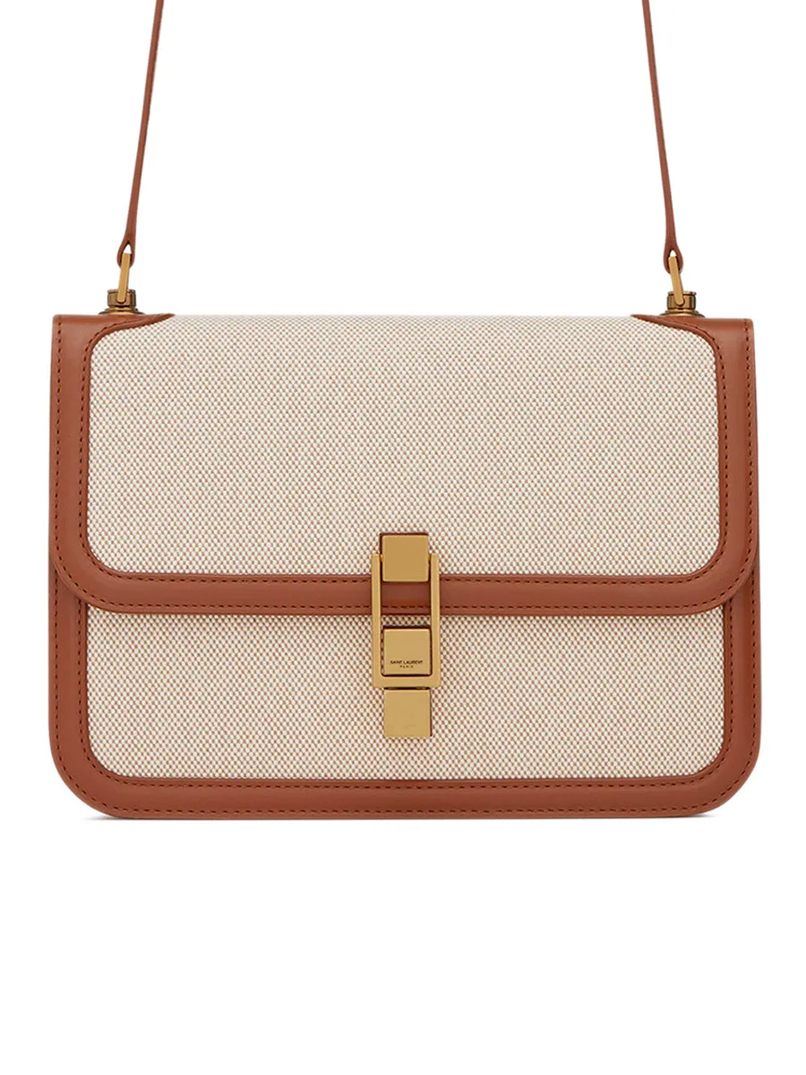 Le Carré Satchel in Canvas and Box Saint Laurent Leather