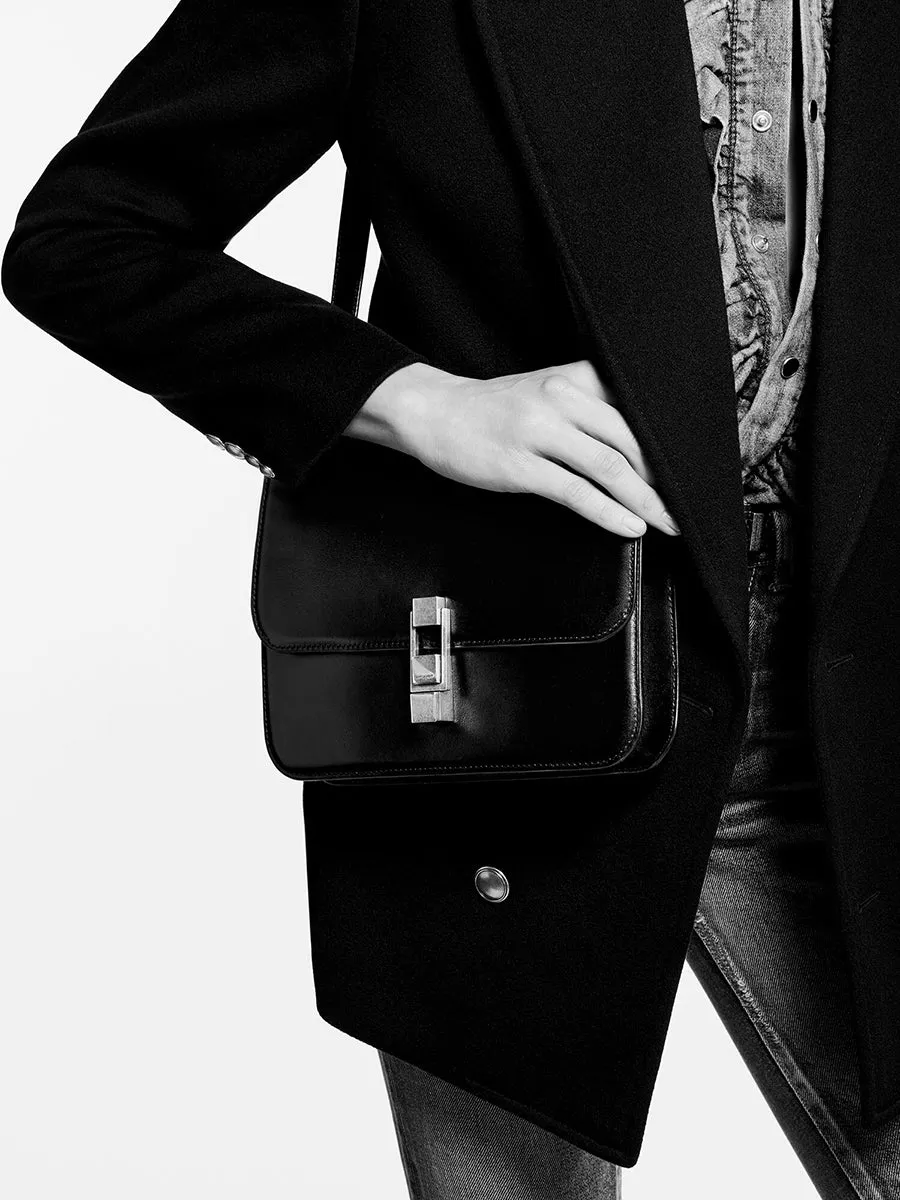 Le Carré Satchel in Canvas and Box Saint Laurent Leather