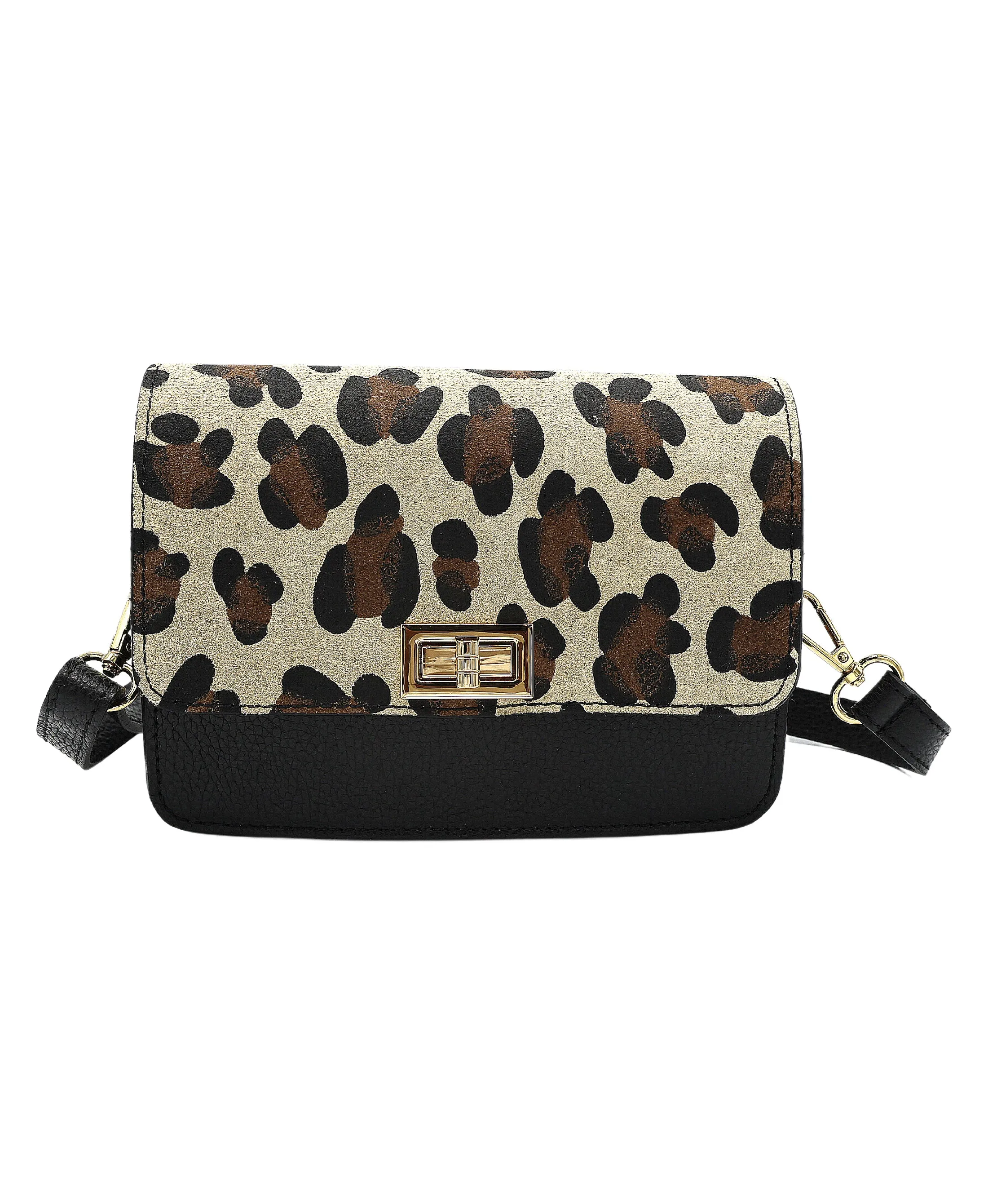 Leather Leopard Print Crossbody Bag