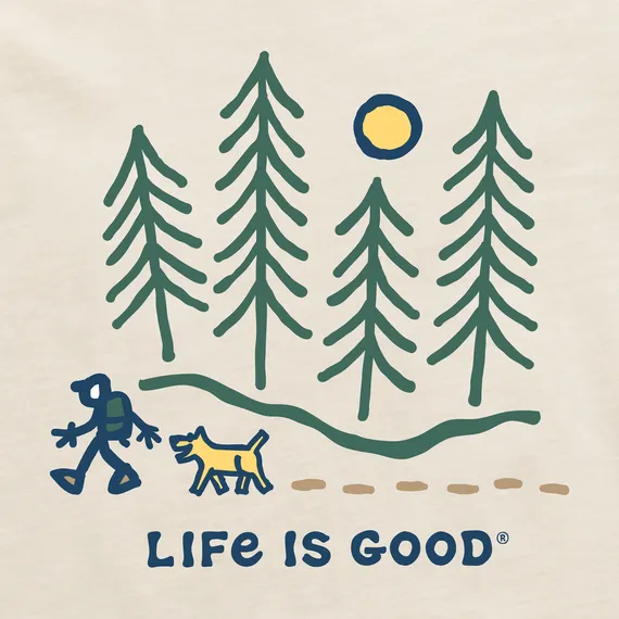 Life is Good Women's Long Sleeve Crusher Lite Vee - Hiking Through the Woods