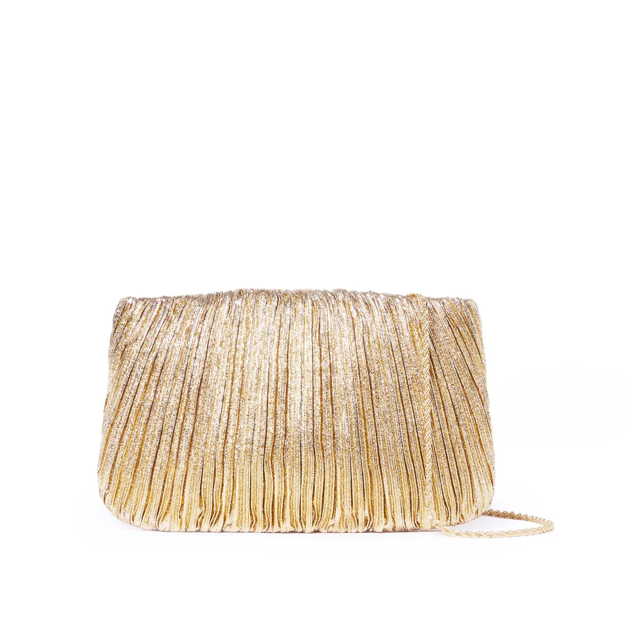 Loeffler Randall Brit Pleated Flat Clutch, Gold