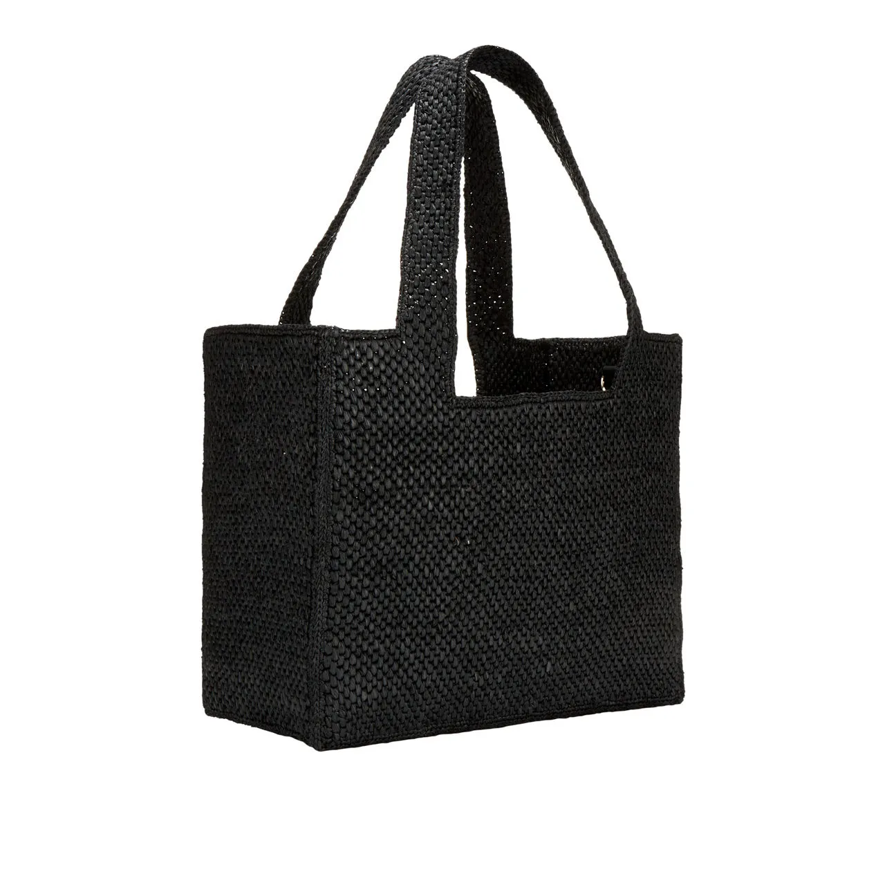 LOEWE PAULAS IBIZA 2024 Logo Font Medium Raffia Tote - Black