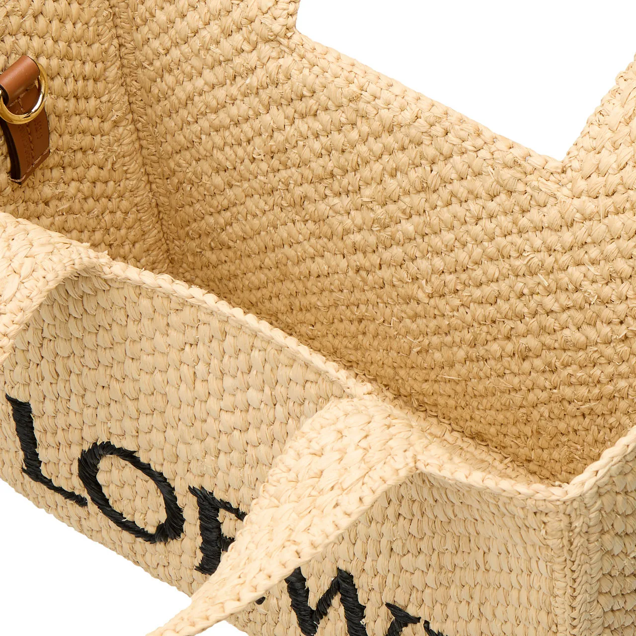 LOEWE PAULAS IBIZA 2024 Logo Font Small Raffia Tote - Natural