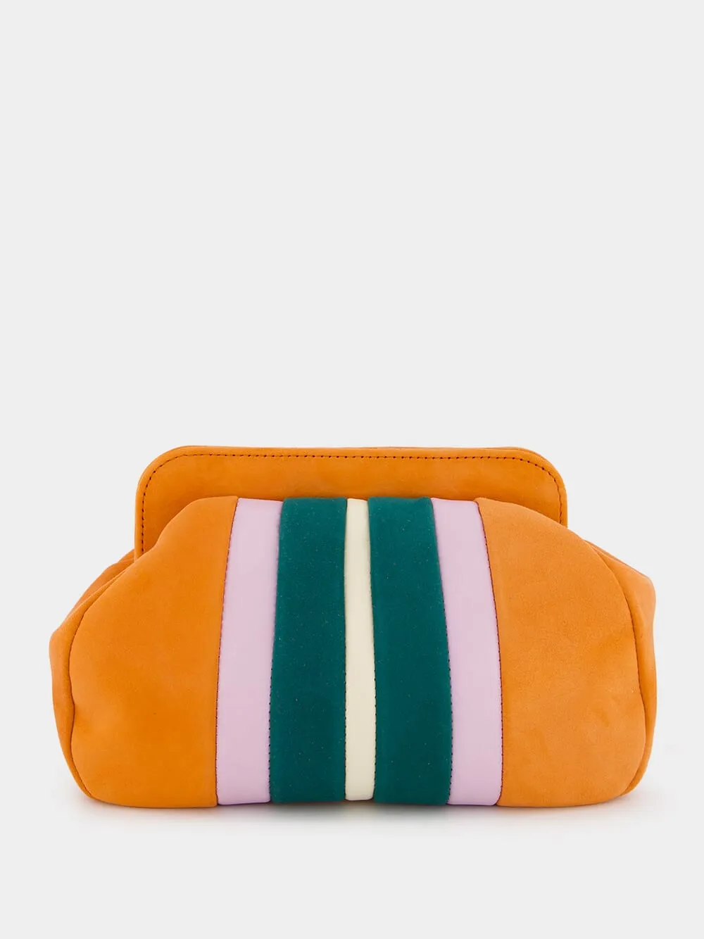 Medine Orange Leather And Suede Clutch