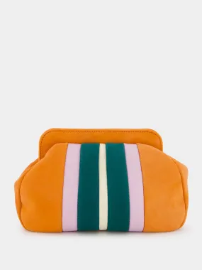 Medine Orange Leather And Suede Clutch