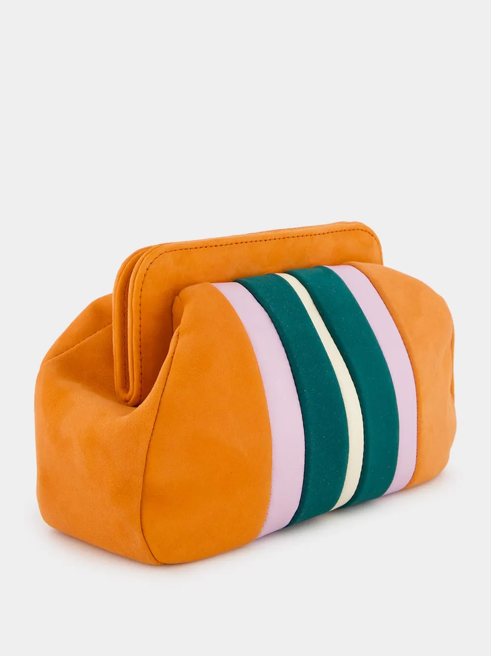 Medine Orange Leather And Suede Clutch