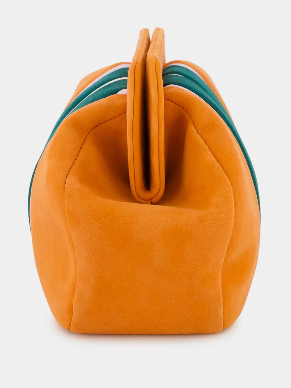 Medine Orange Leather And Suede Clutch