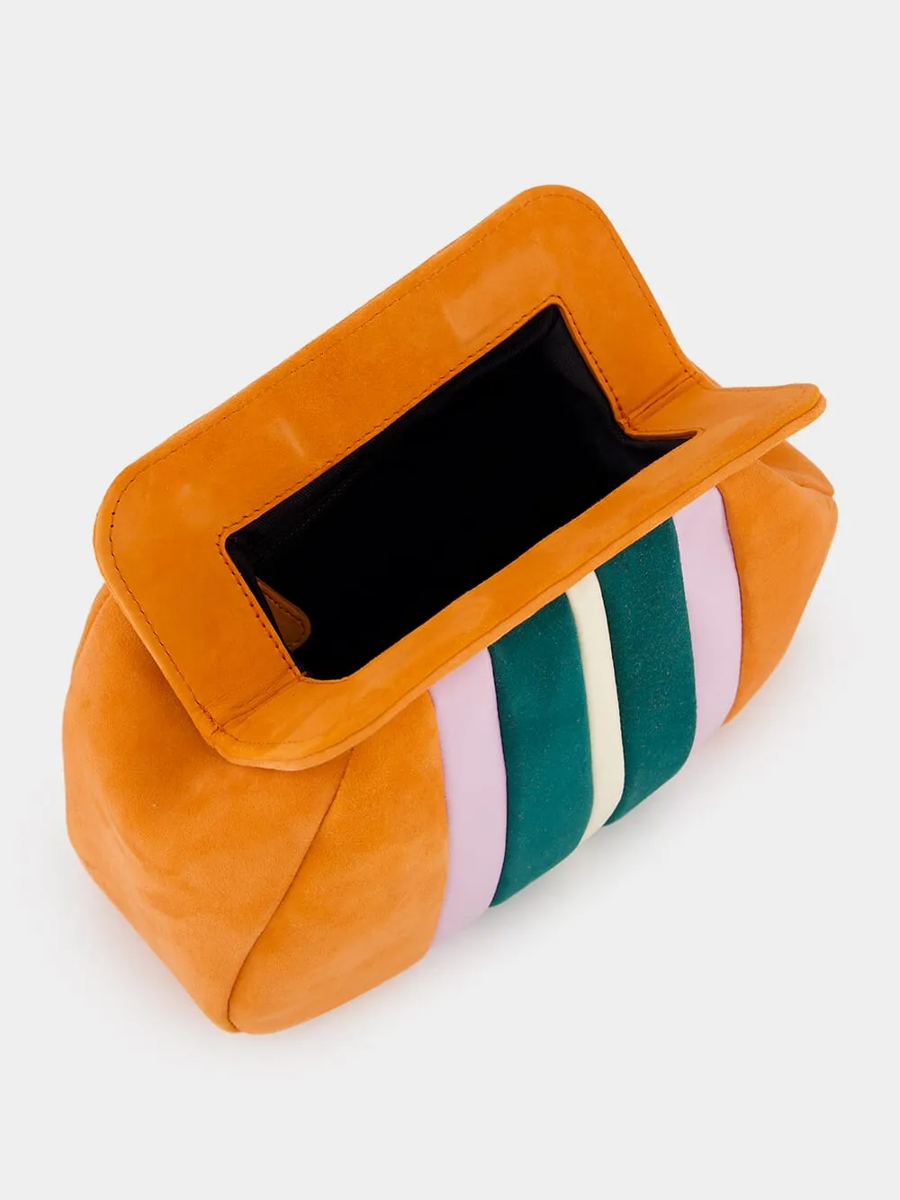 Medine Orange Leather And Suede Clutch