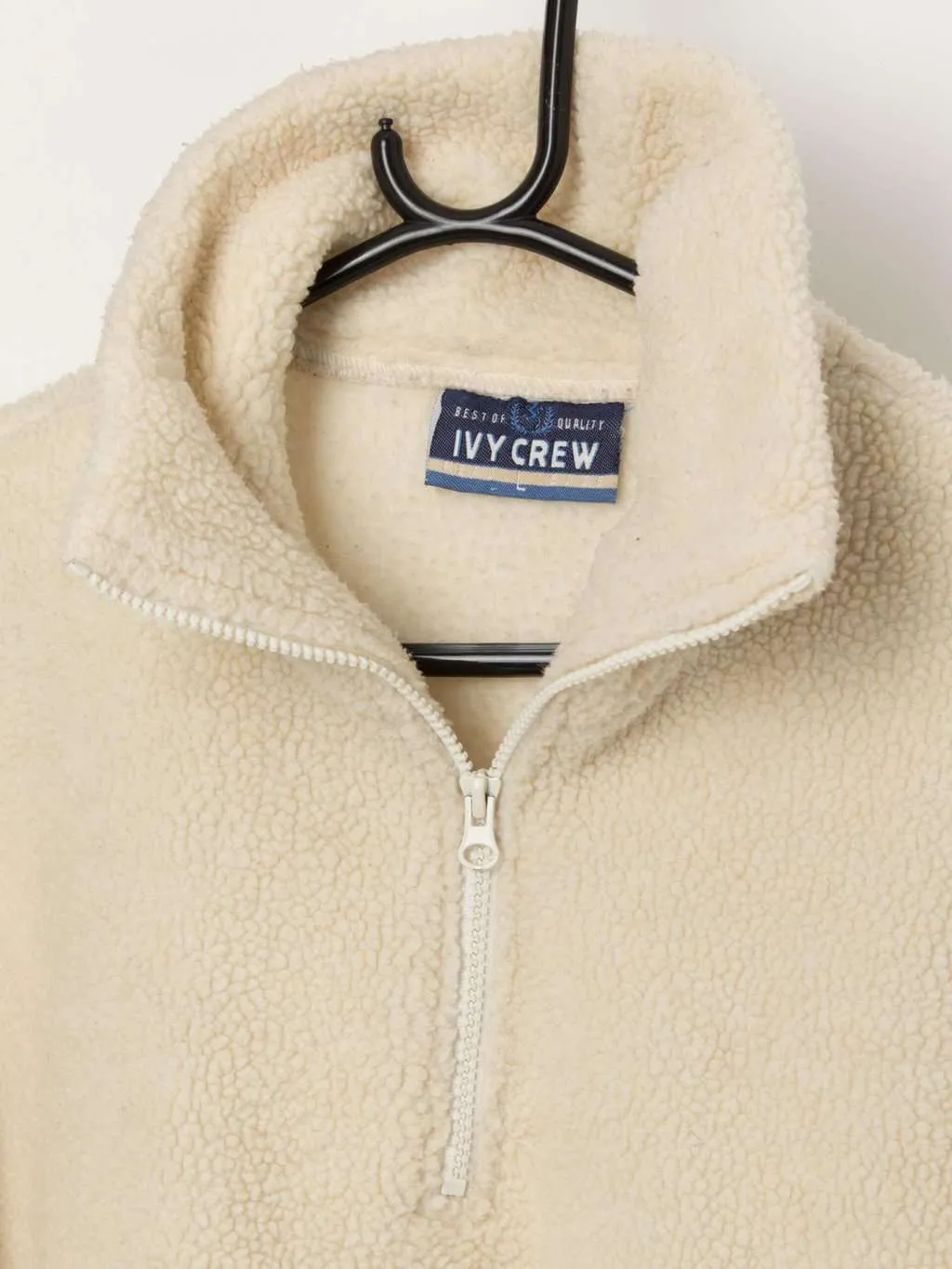 Men’s vintage quarter zip cream fleece – Large